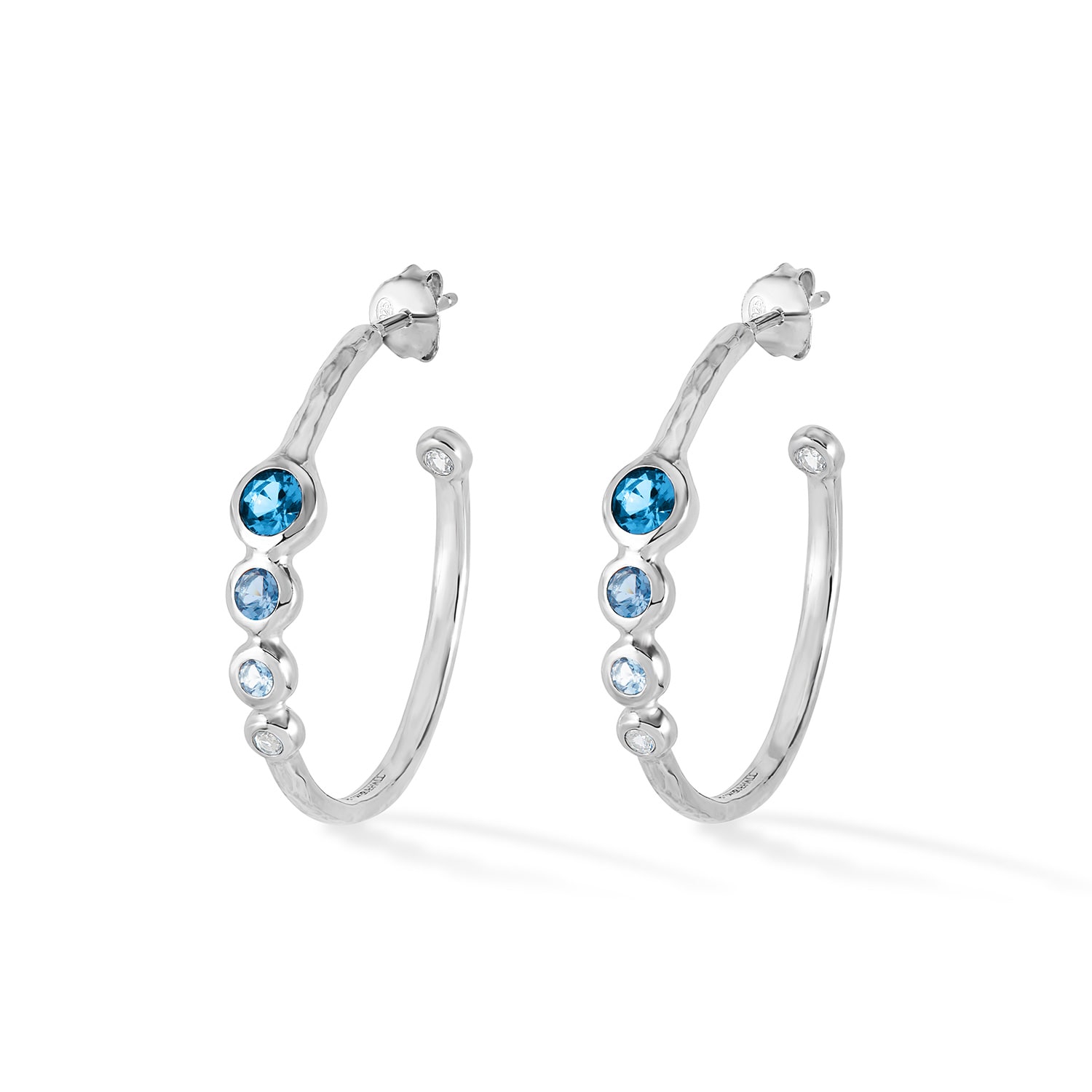 Dower & Hall Women's Blue Array Hoop Earrings In Sterling Silvert In Silver