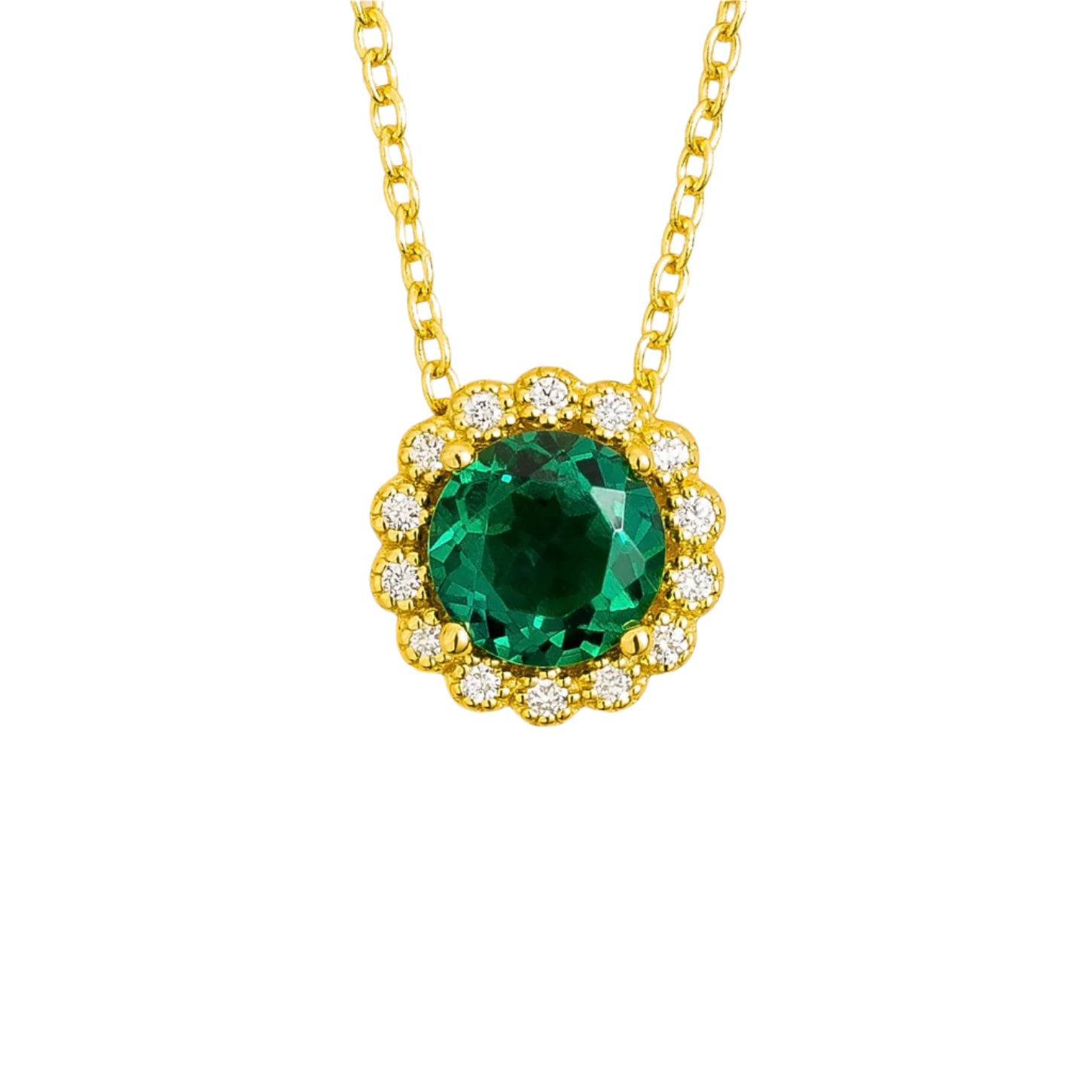 Juvetti Women's Green / White / Gold Solen Gold Necklace Set With Emerald & Diamond