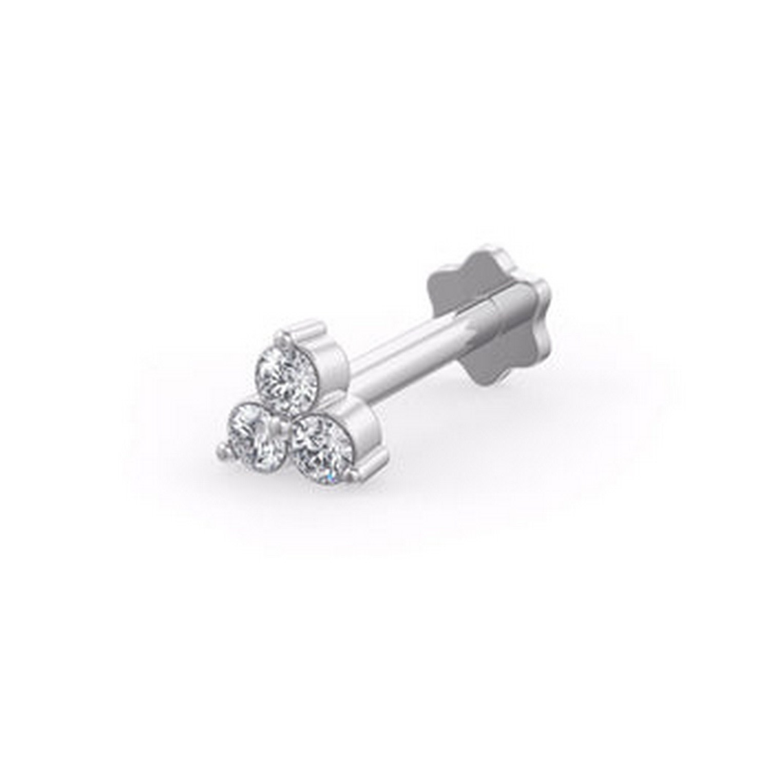 Cervin Blanc Women's Diamond Nose Stud Trilogy In White Gold With Screwback Nose Pin