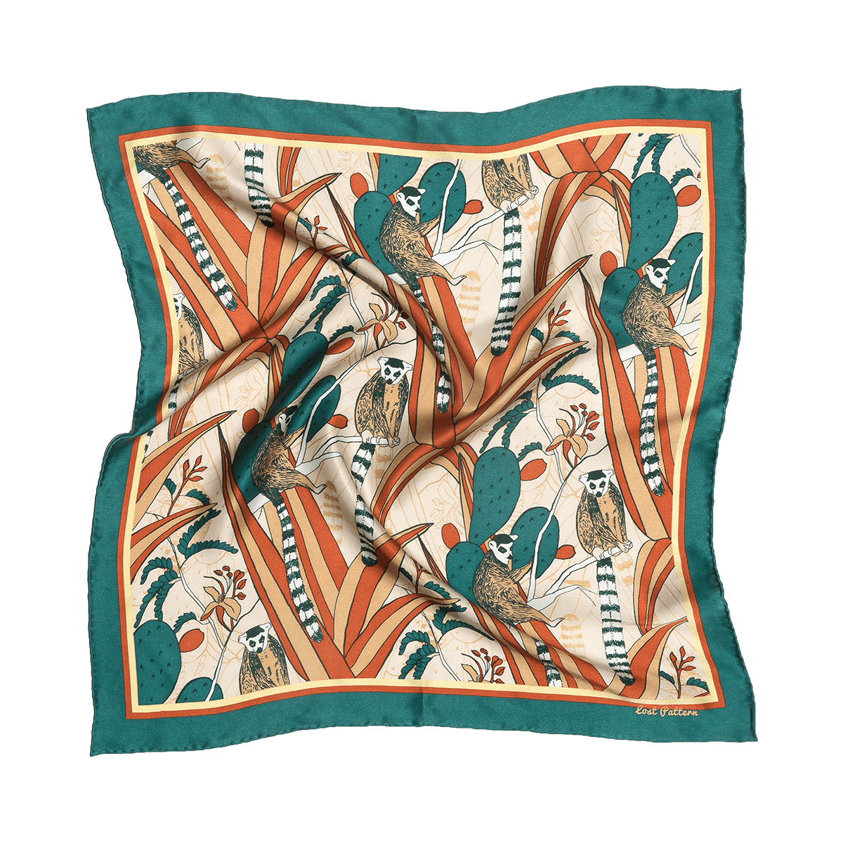 Women’s Green "Madagascar" Silk Bandana Lost Pattern Nyc