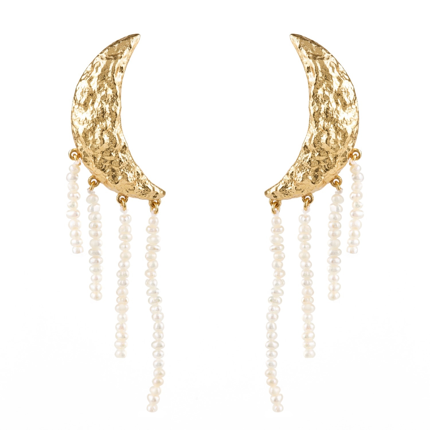 Ballinger Women's Moon And Pearls Statement Oversized Gold Drop Earrings