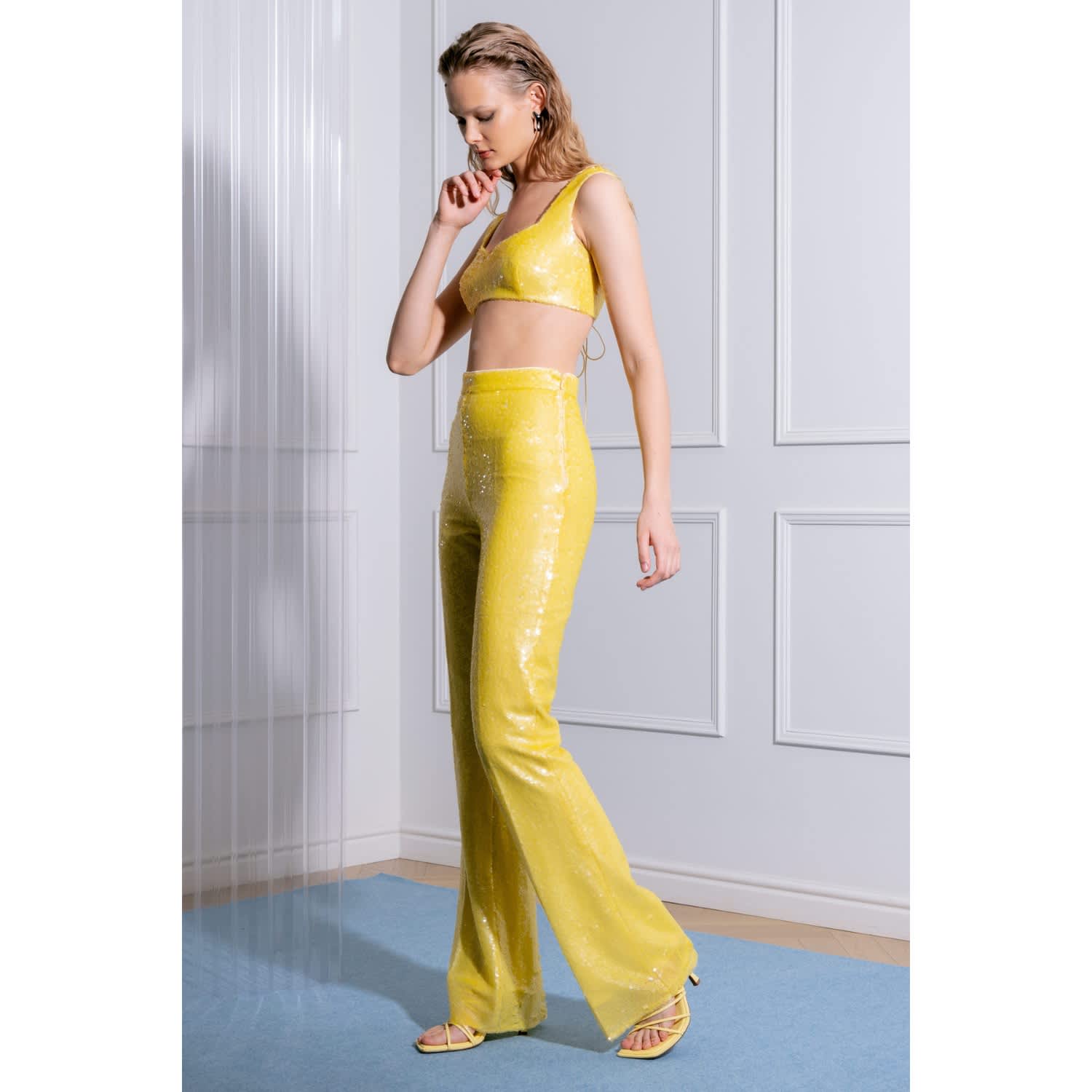 Flared Sequin Trousers, Sustainable Womenswear