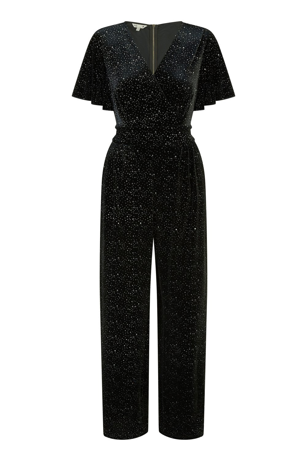 Yumi Women's  Black Sparkle Velvet Jumpsuit In Black