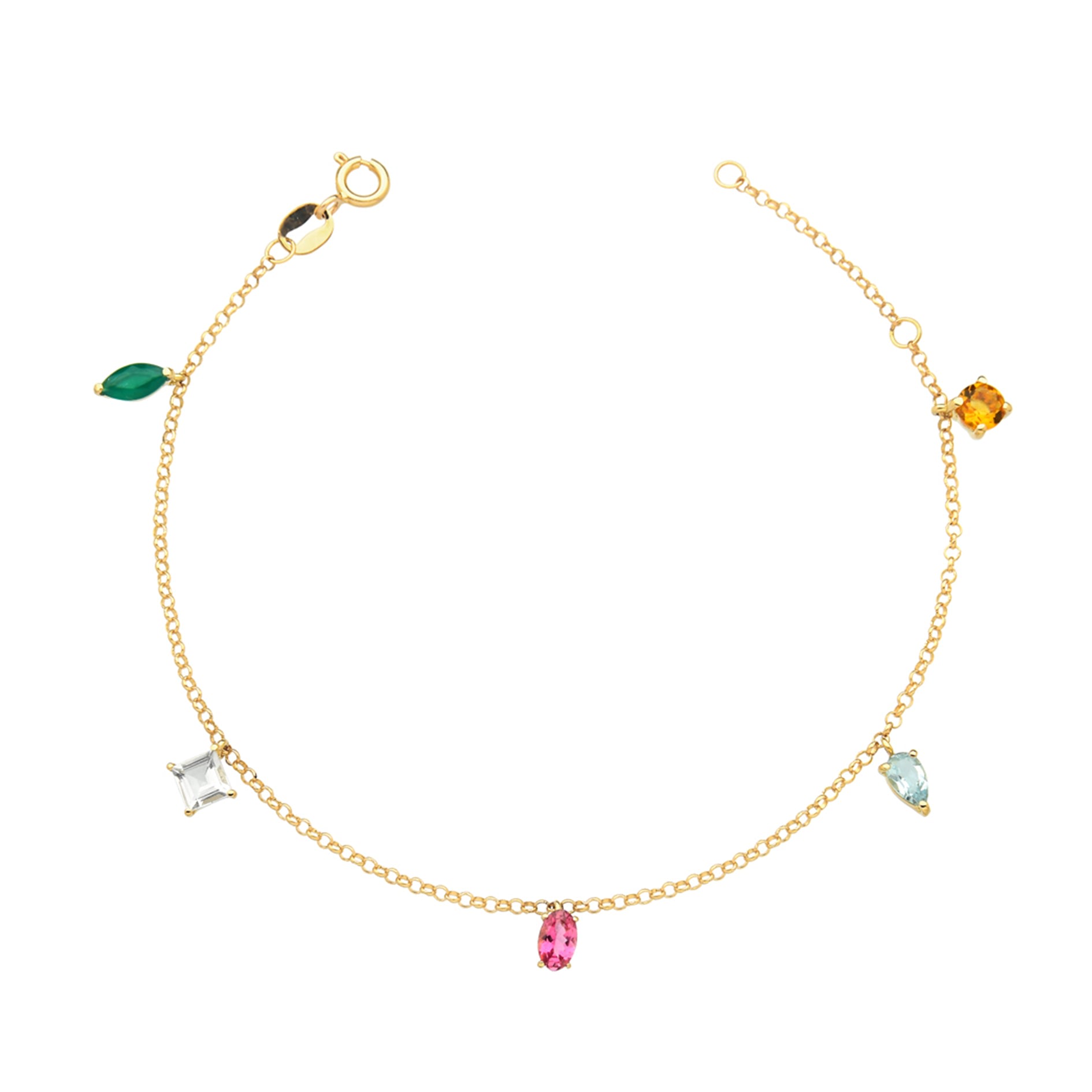 Solio Jewellery Women's Gold / Yellow Multi Gemstones Bracelet 18k Solid Gold In Gold