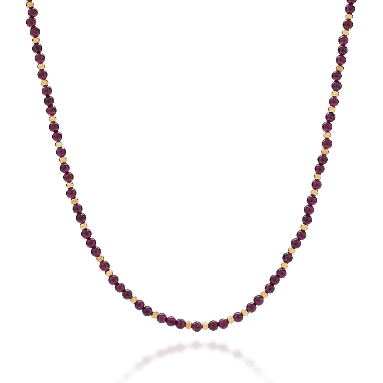 Nellou Jewellery Women's Red / Gold Jewel Bead January Birthstone Necklace Gold Plated Sterling Silver - Garnet In Multi