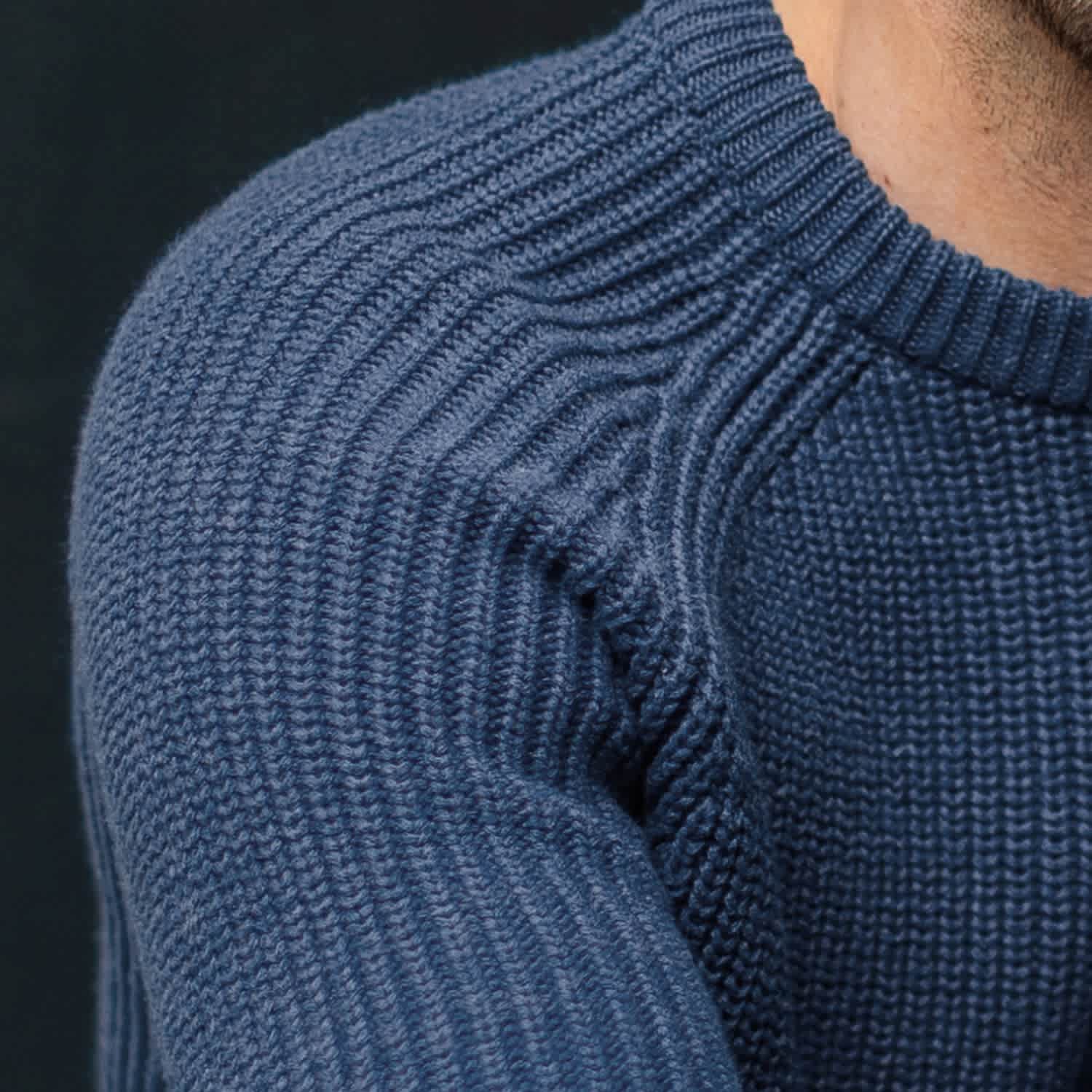 トップス LINEN LIKE COTTON ROUNDUM RIB SWEATER The Pure Linen Crewneck Sweater