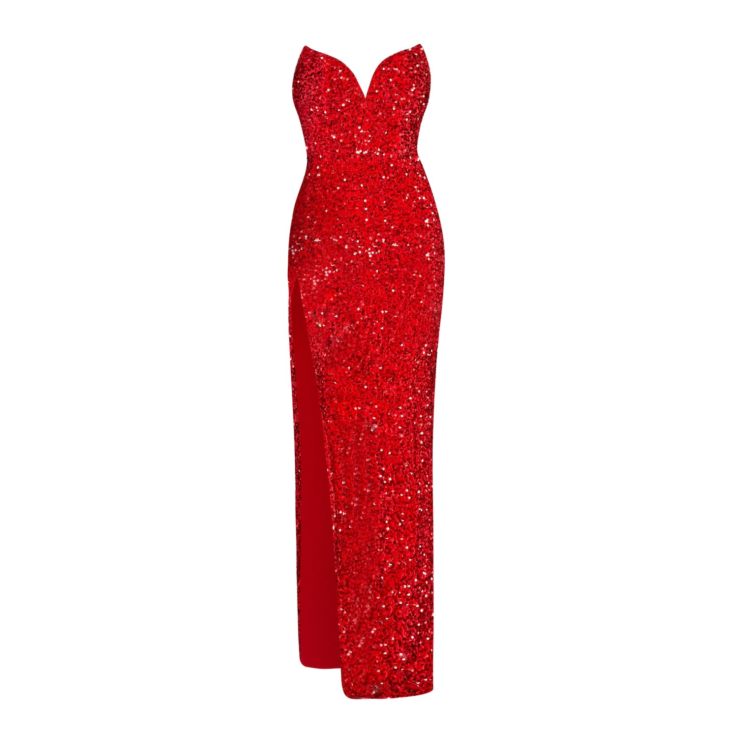 Moda Glam Women's Dita Strapless Sequin Embellished Velvet Gown- Red In Red