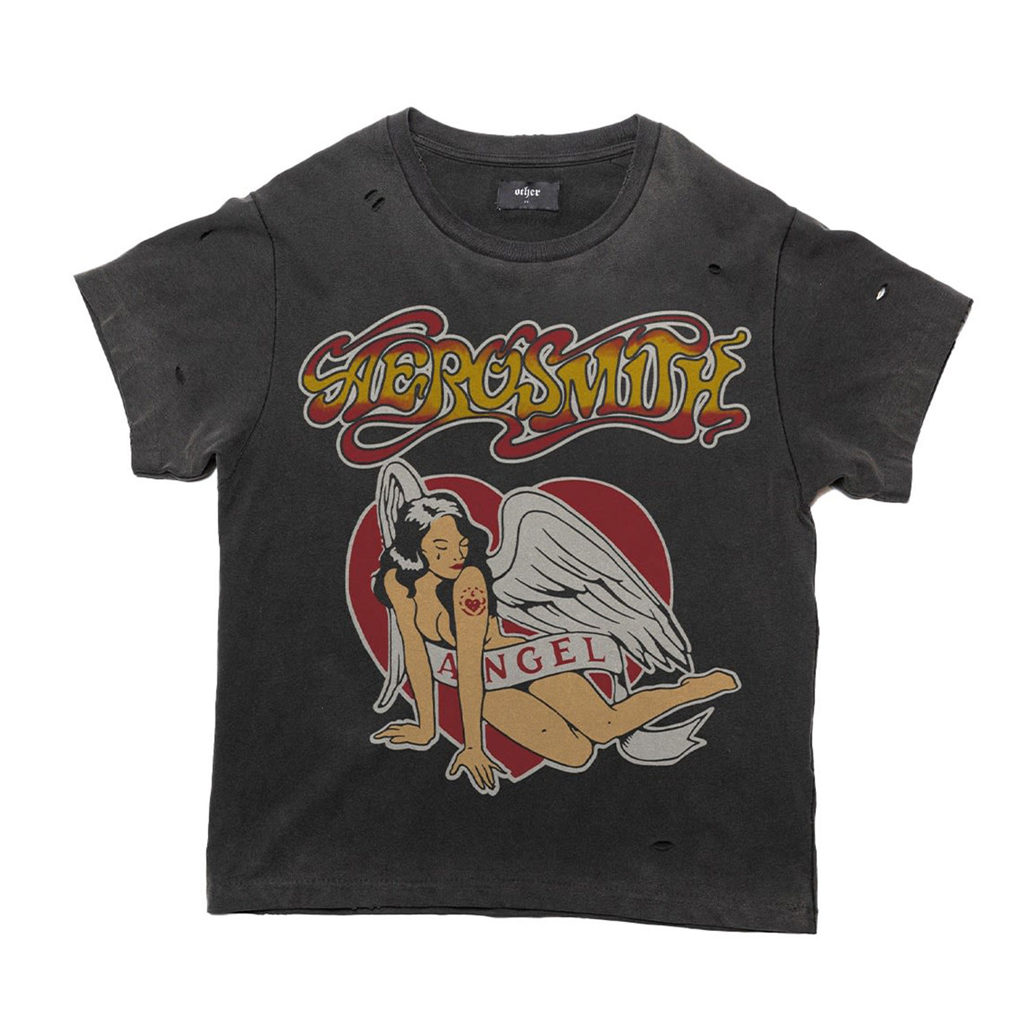 Women’s Aerosmith - Angel Vintage Band T-Shirt - Heavy Relic Black Xxs OTHER UK