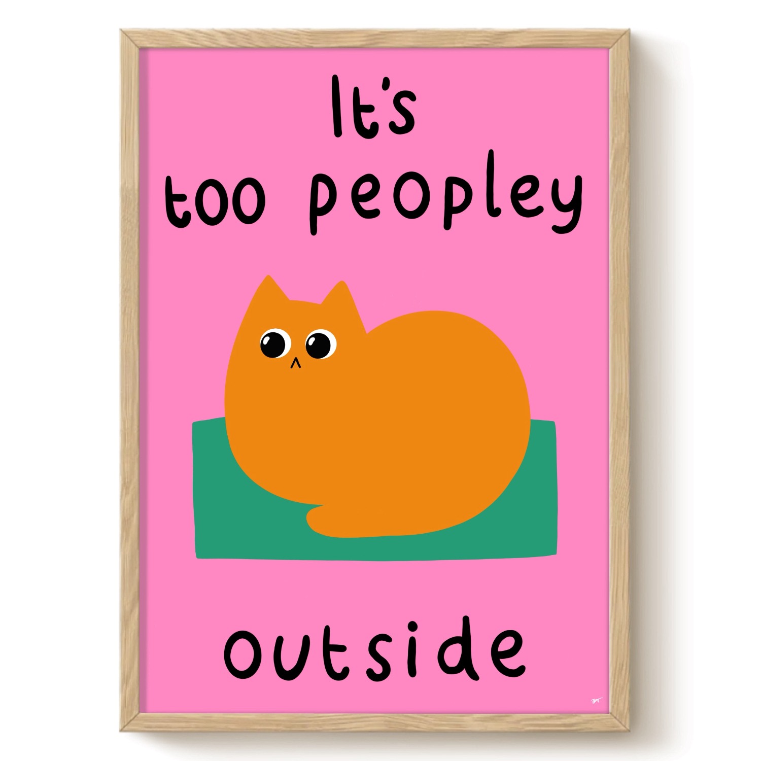 The Paper Tail Too Peopley - Cat Art Print - Large In Multi
