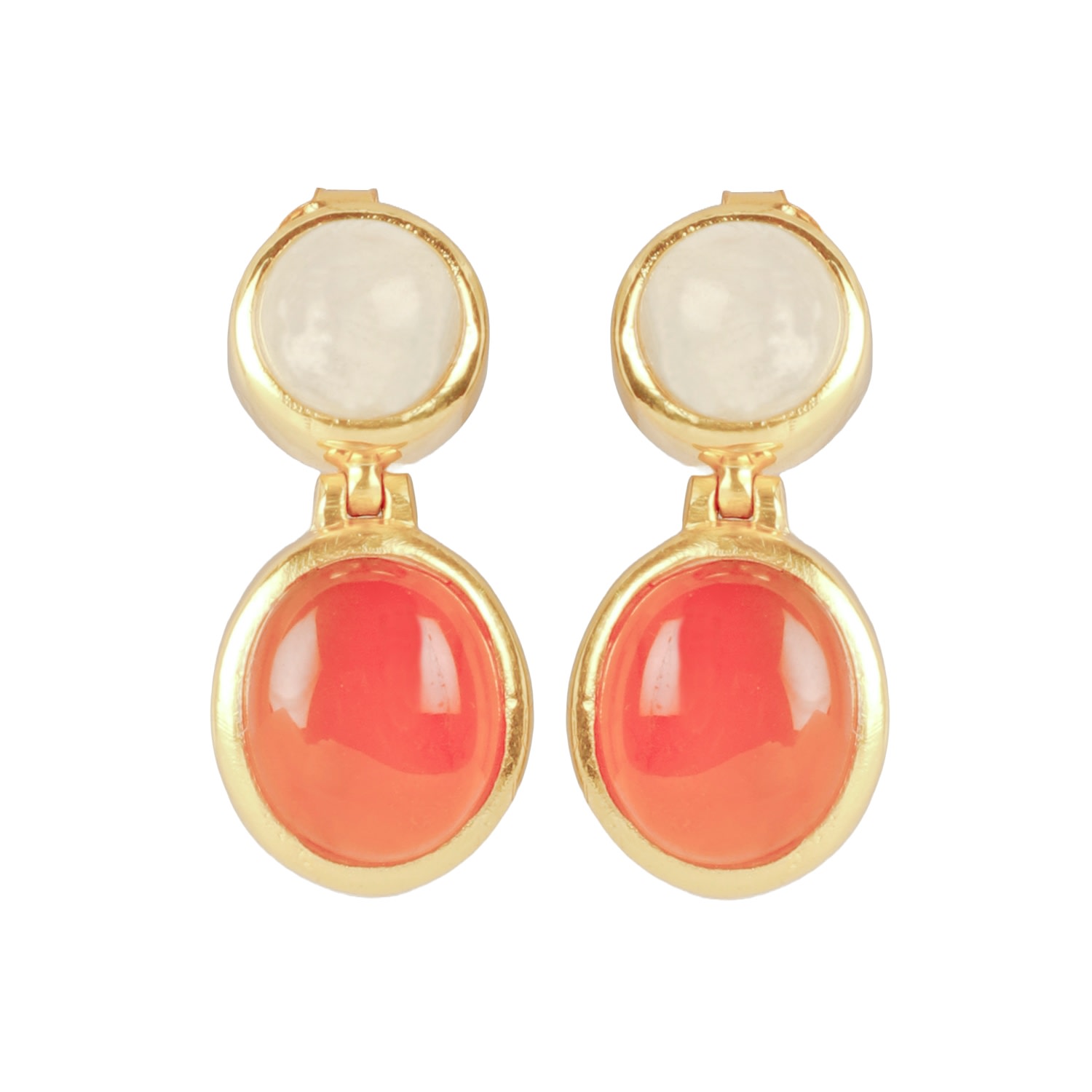 Women’s Gold / Red / White Red Carnelian And Moonstone Earring Lila Rasa