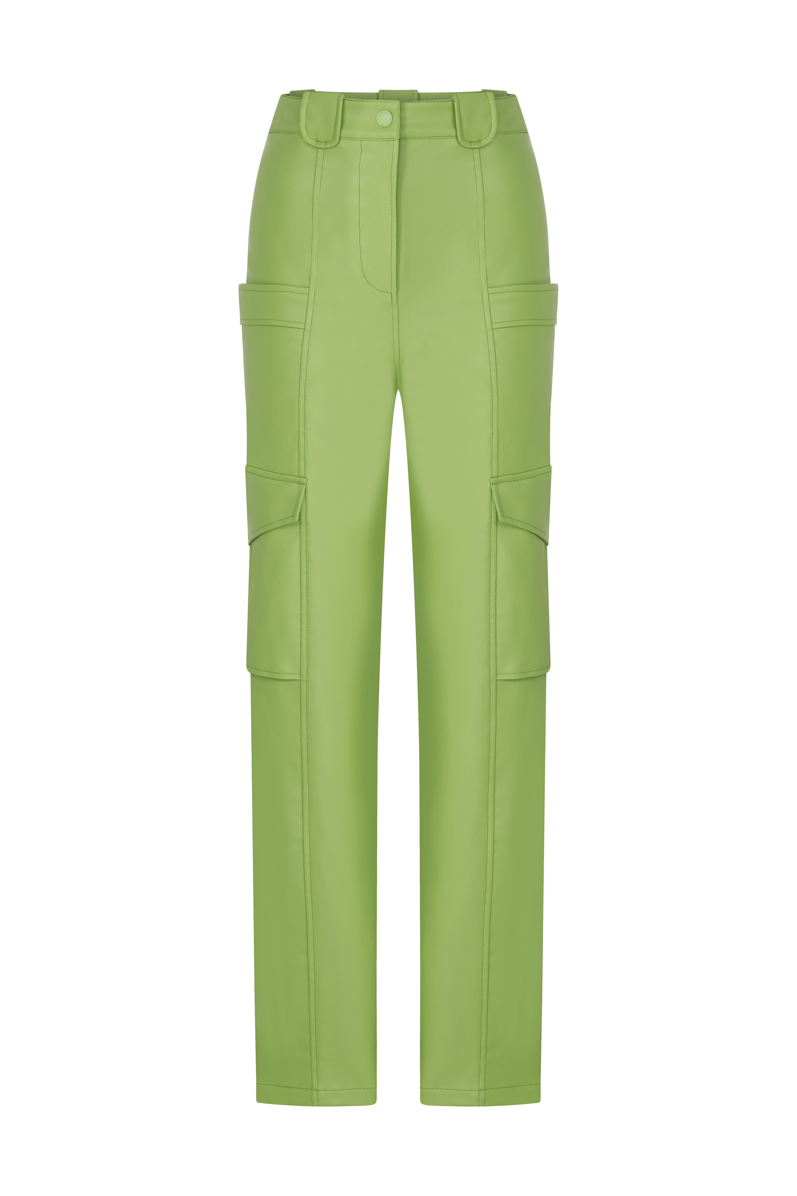 Green Leather Cargo Pants by Coloreve