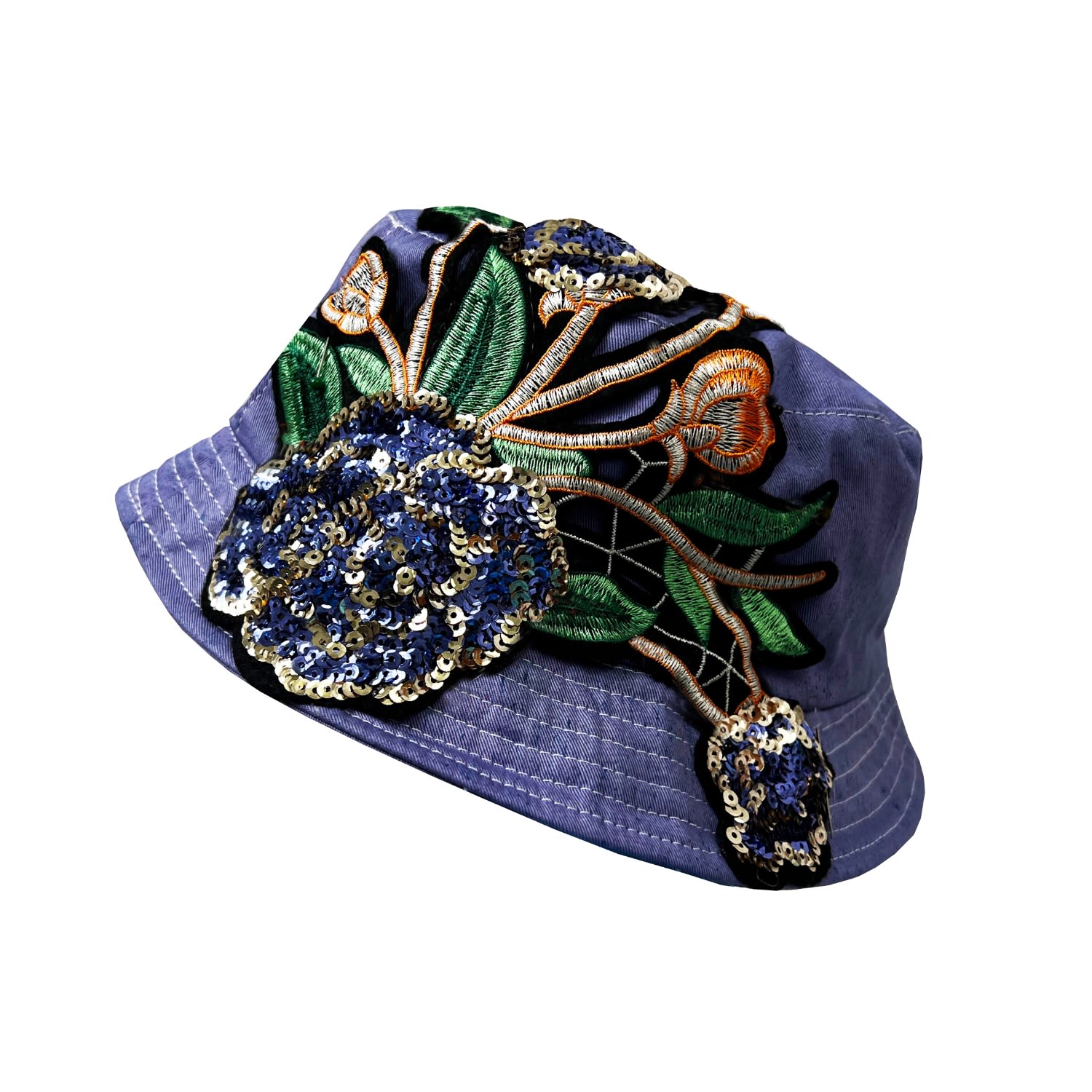 Women's Purple Sequin Embellished Bucket Hat | Quillattire