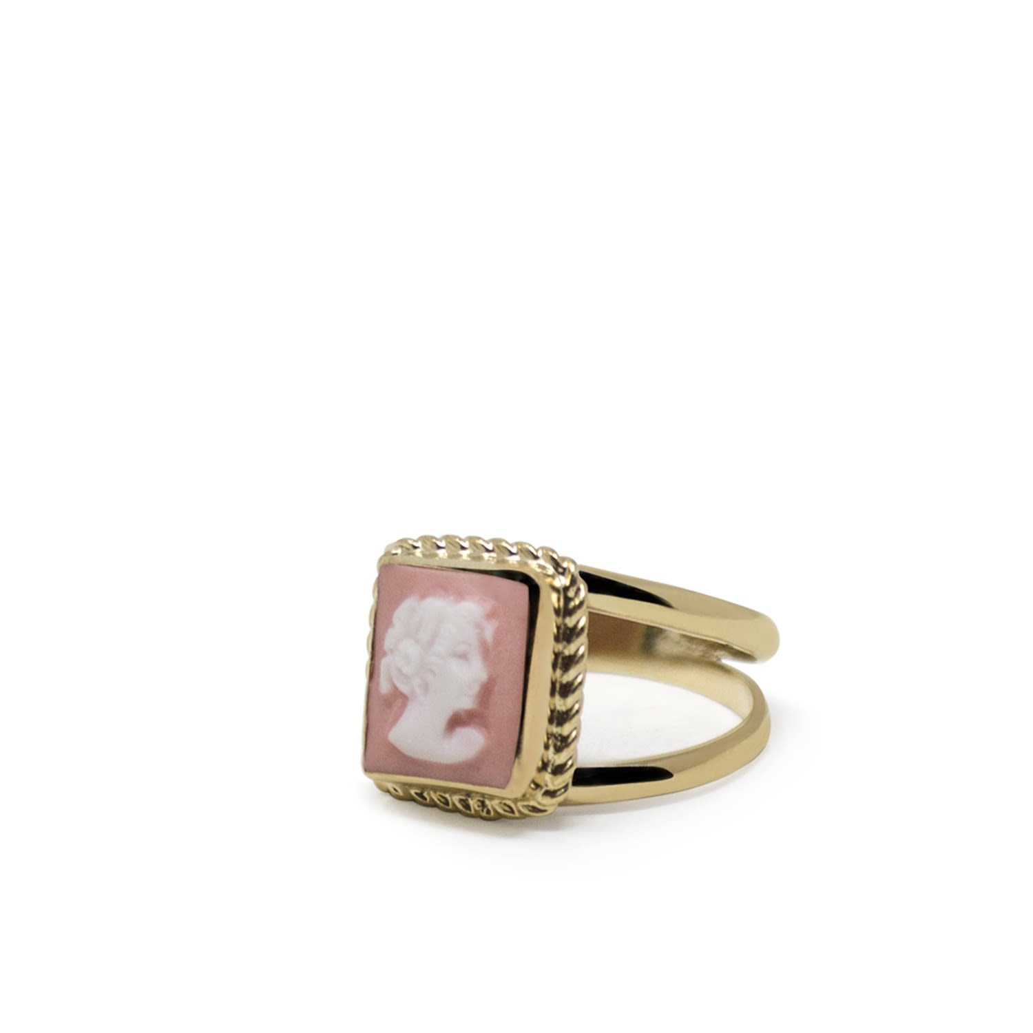 Women’s Gold / Pink / Purple The Beloved Gold-Plated Pink Cameo Ring Vintouch Italy