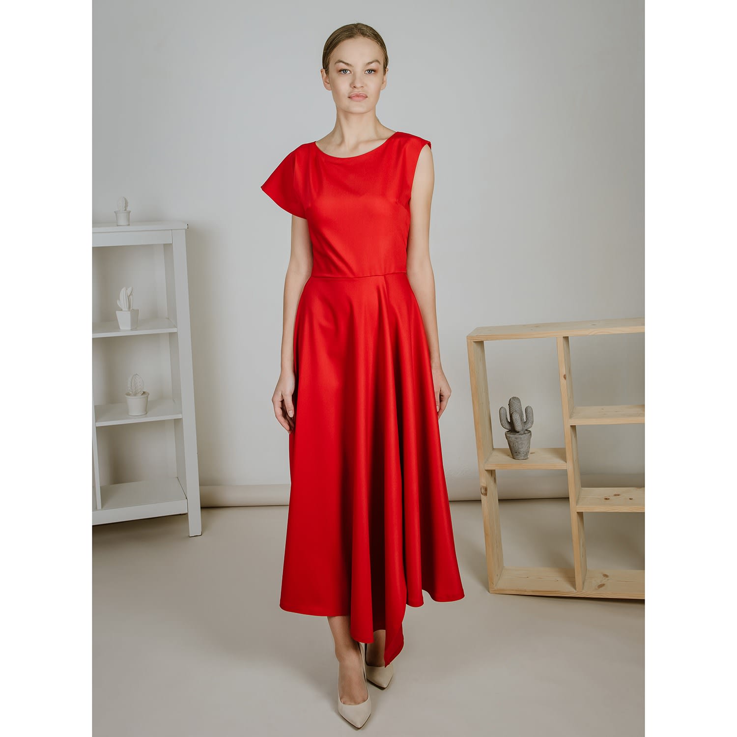 red evening maxi dress