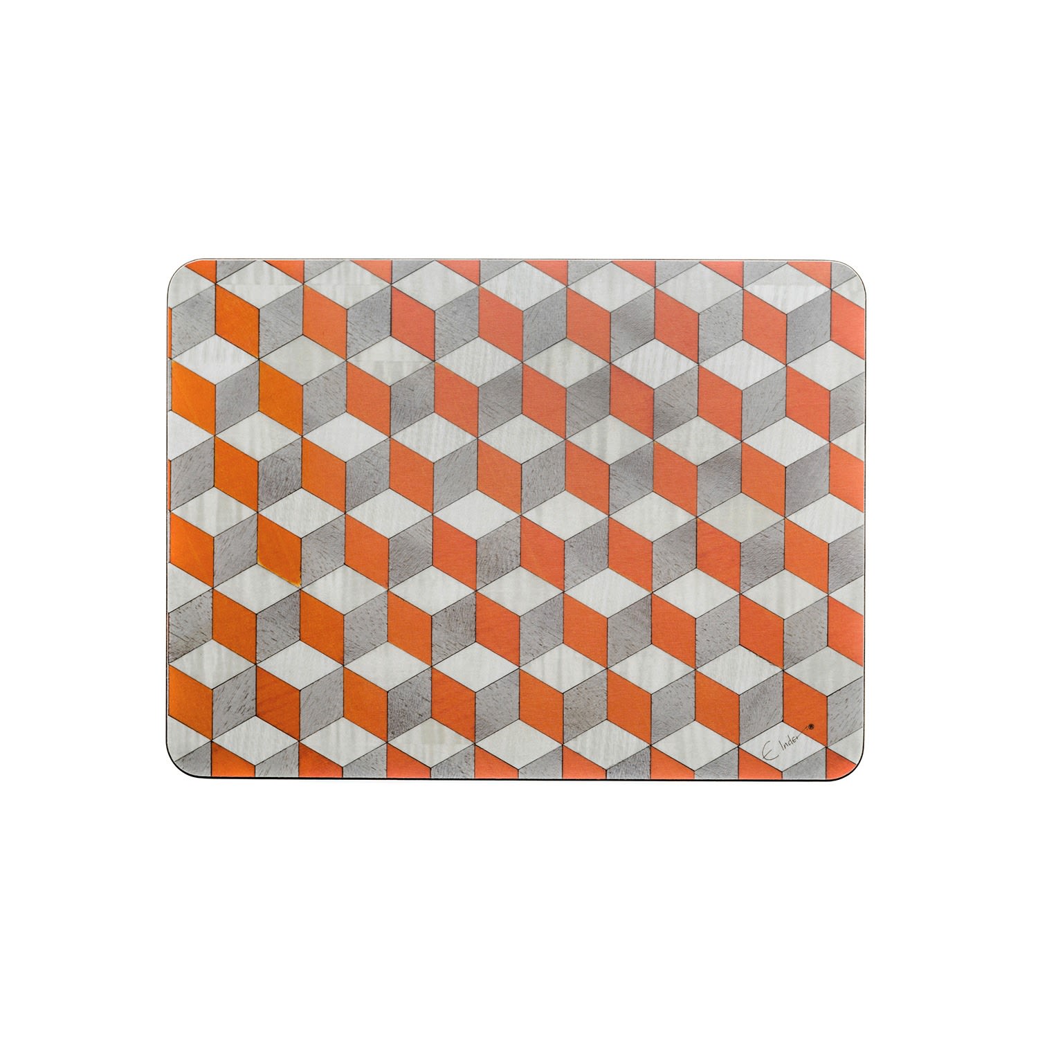 Placemats Set Of Four In Orange White And Grey. Heat Proof Melamine. Please Measure Plate Before Purchase. Tied With Ribbon For Gifting. E. Inder Designs