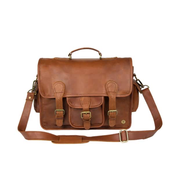 Large Leather Harvard Satchel Messenger Bag In Vintage Brown | MAHI ...