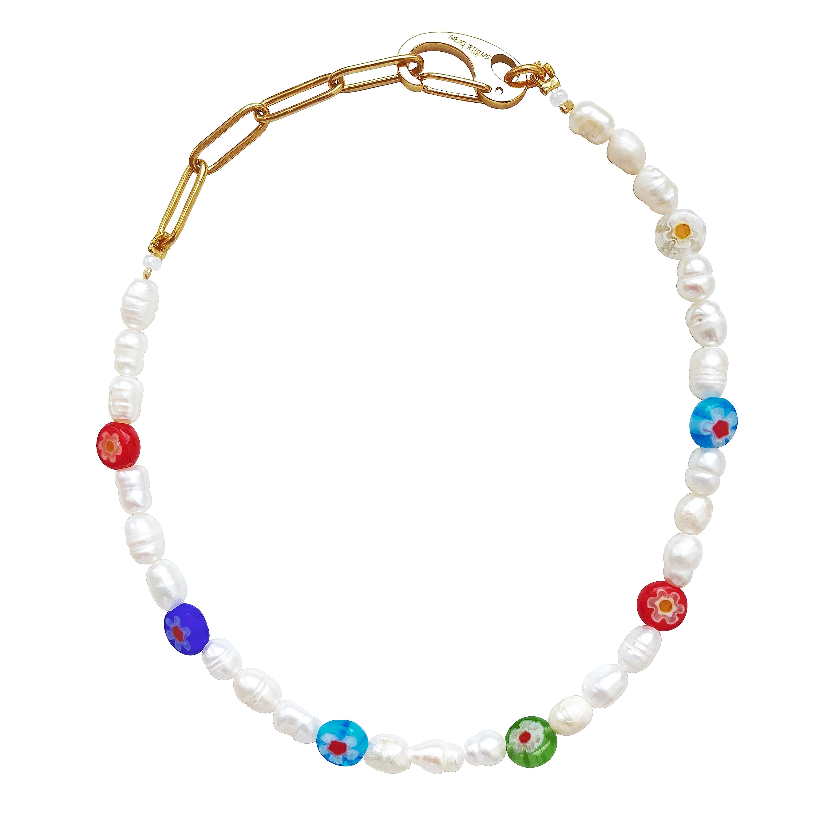 Women’s Gold / White Millefiori Pearl Anklet Sophie Smilla Brav