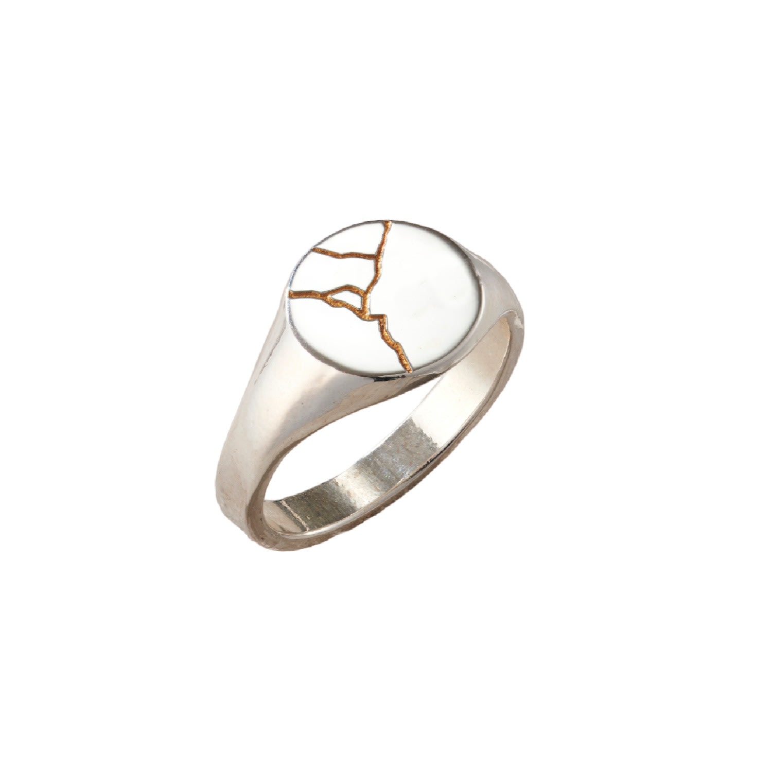 Silver Mens Kintsugi Signet Ring Posh Totty Designs