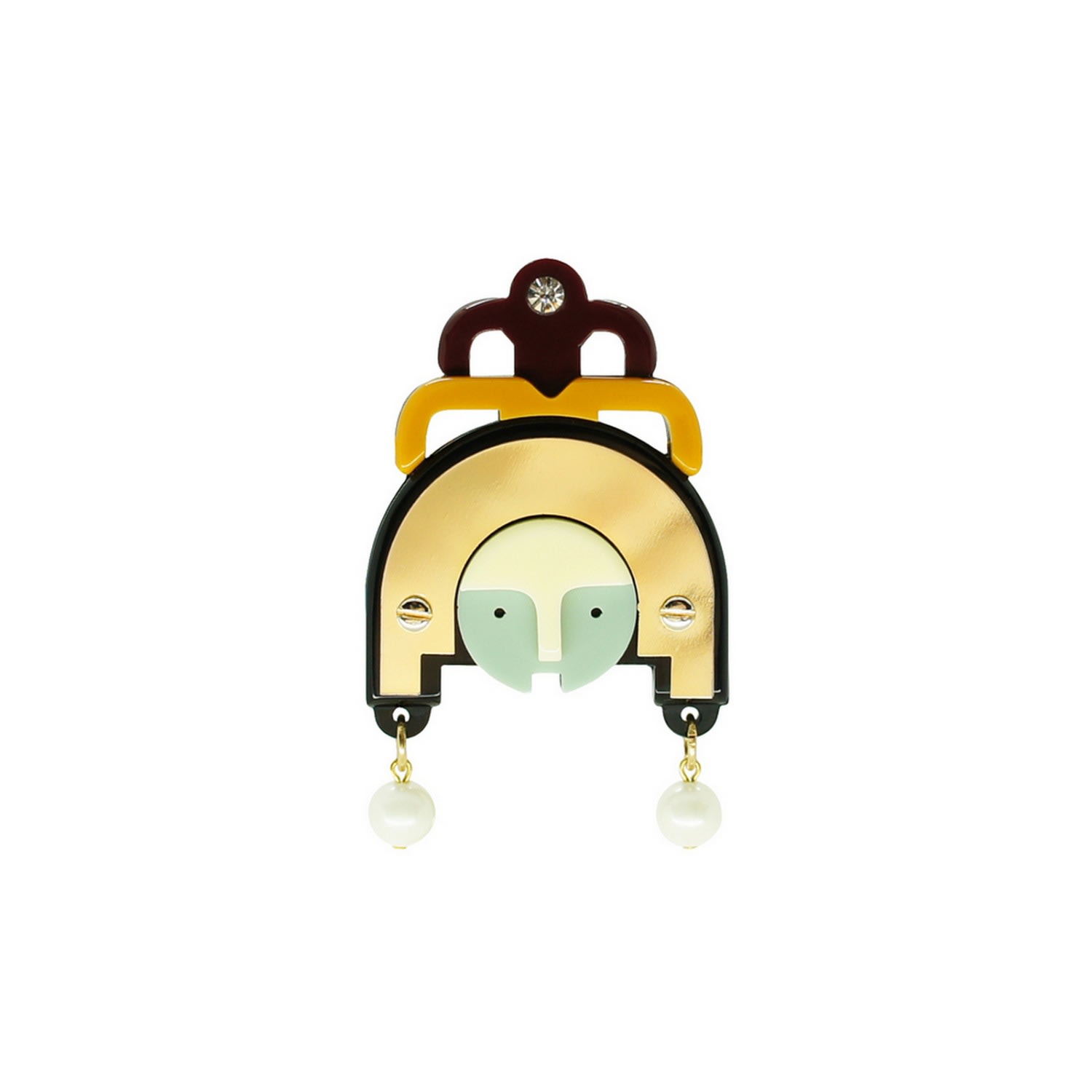 Gissa Bicalho Women's Yellow / Orange Acrylic Handmade Brooch Ixchel - Mustard In Neutral