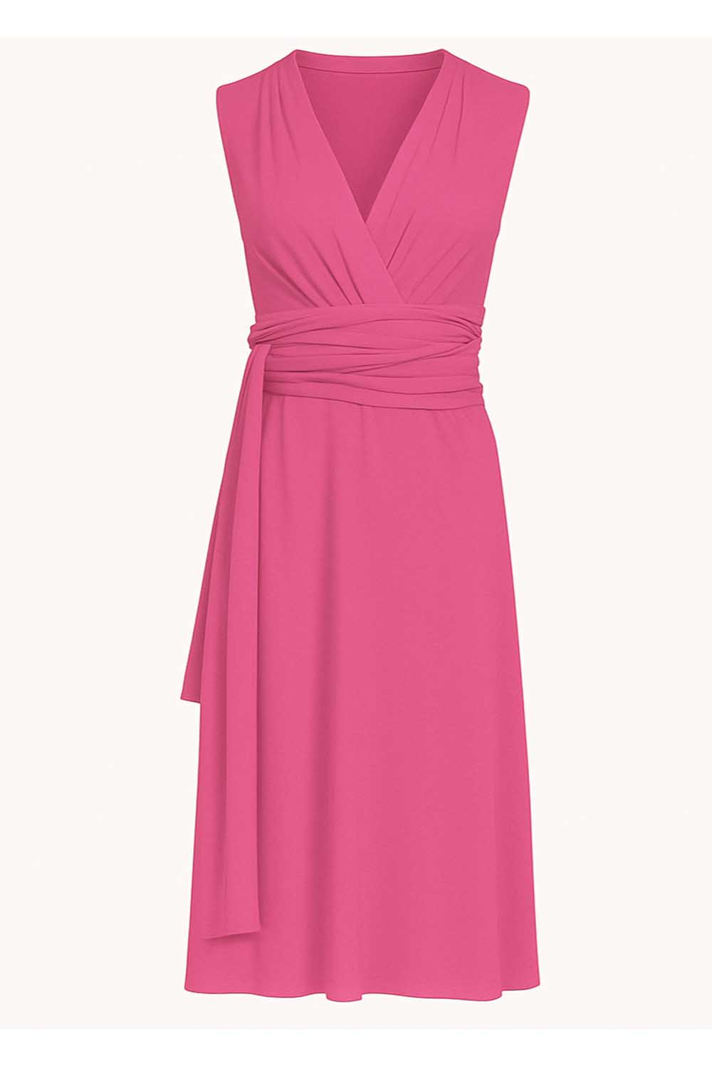 Conquista Women's Pink / Purple Orchid Sleeveless Jersey Dress With Waist Tie In Viscose & Elastane