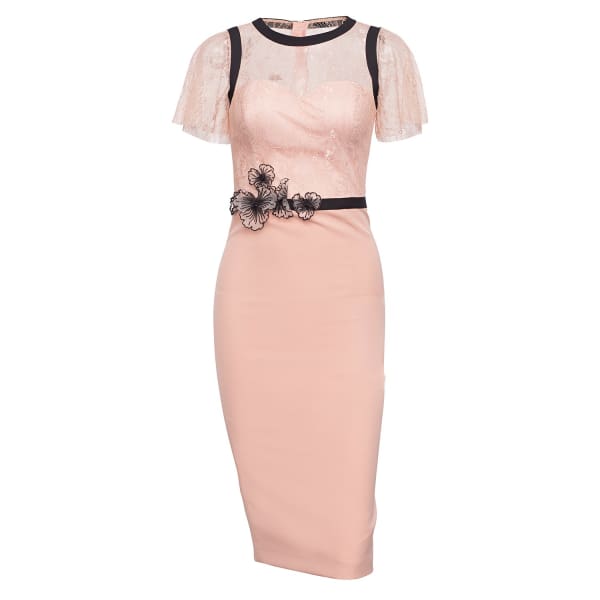 NISSA Bodycon Dress With Lace Detail