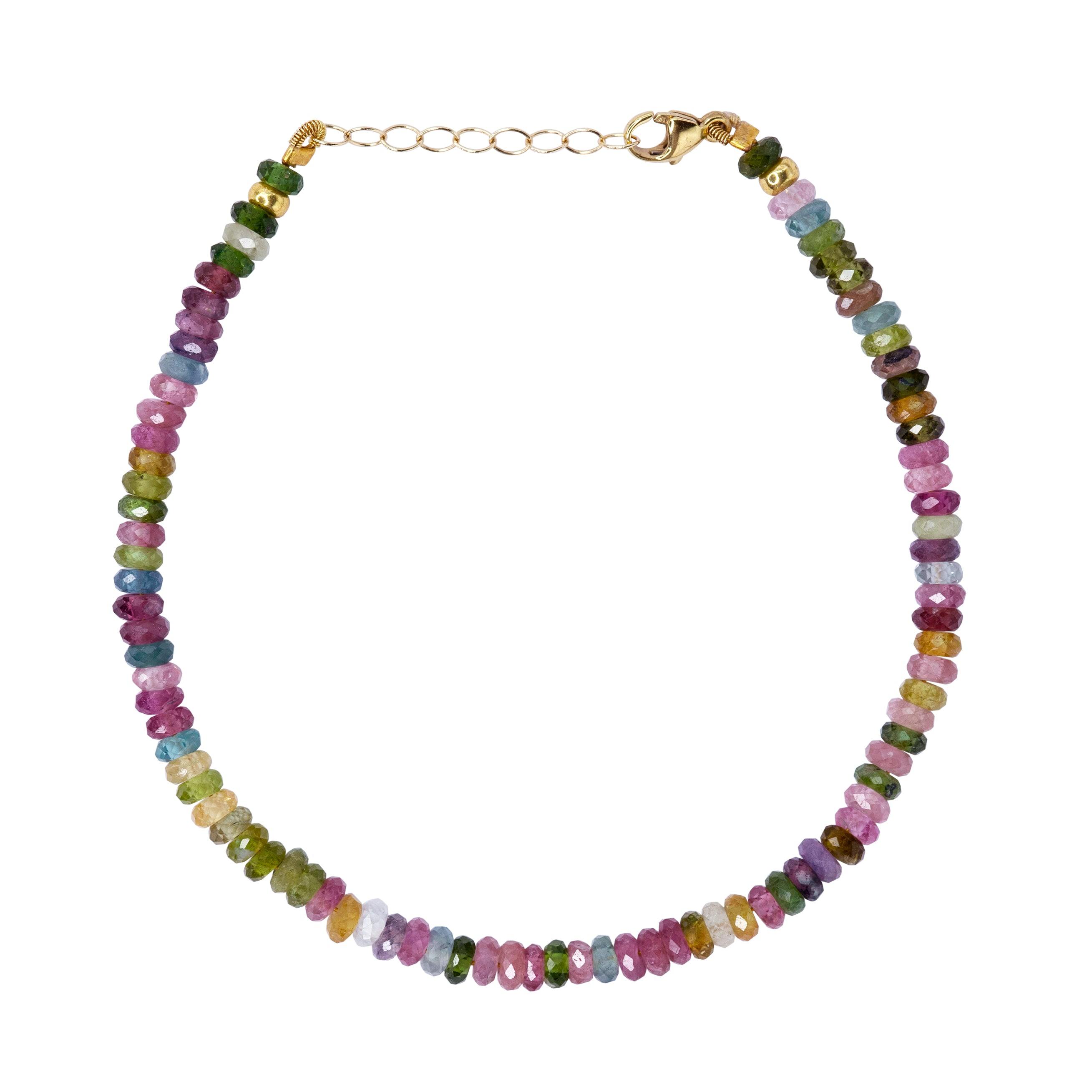 Bombyx House Women's Gold / Green / Pink Birthstone October Watermelon Tourmaline Gold Bracelet In Multi