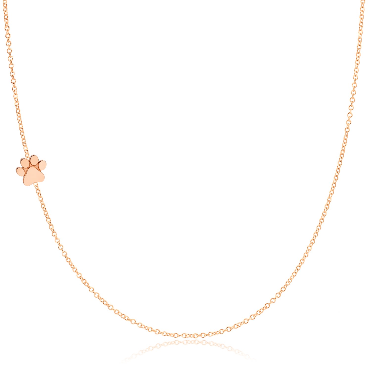 Women’s 14K Gold Asymmetrical Charm Necklace - Rose Gold - Paw Print Maya Brenner