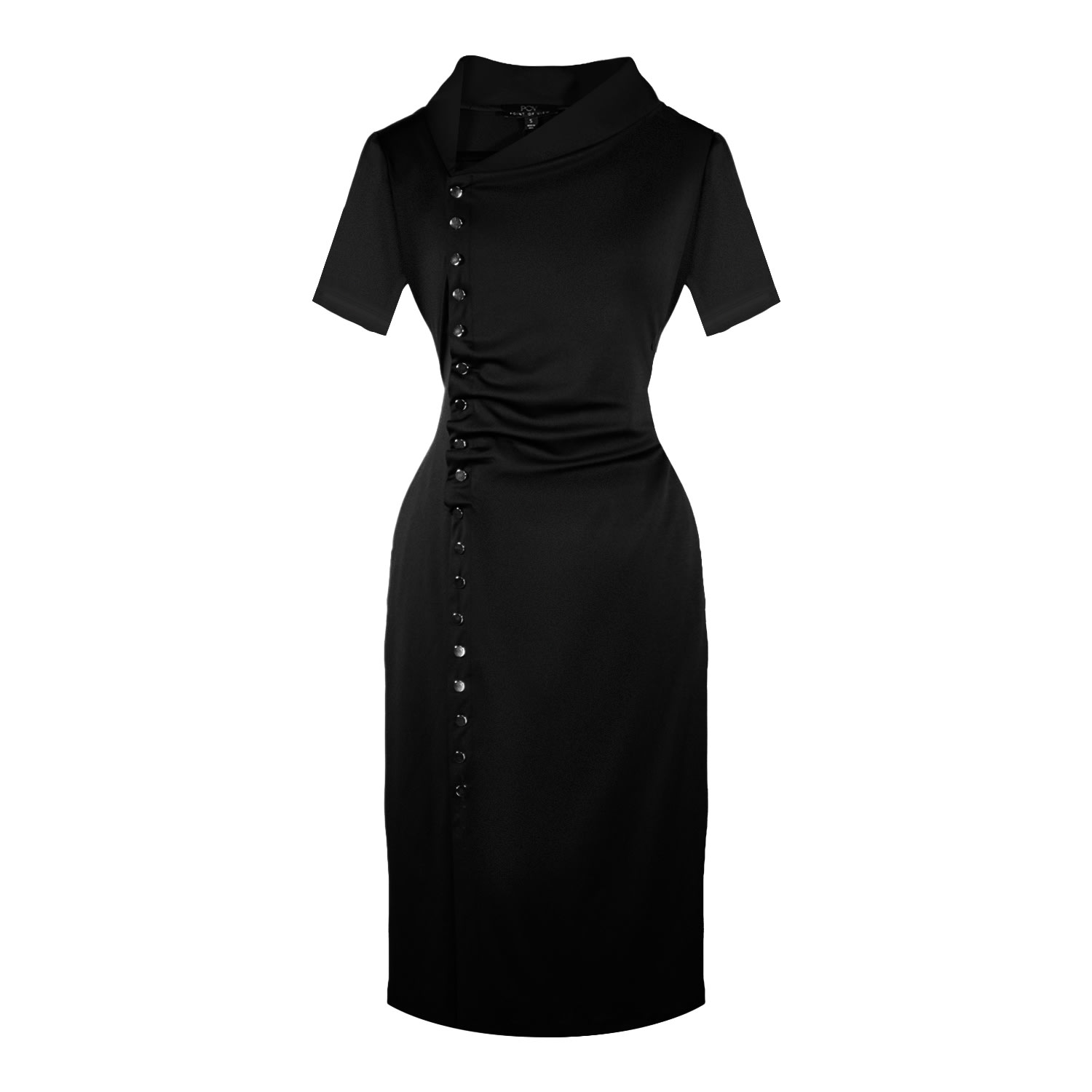 Point Of View Label Women's Black Pinnacle Stand Collar Detail Stretch Dress In Black