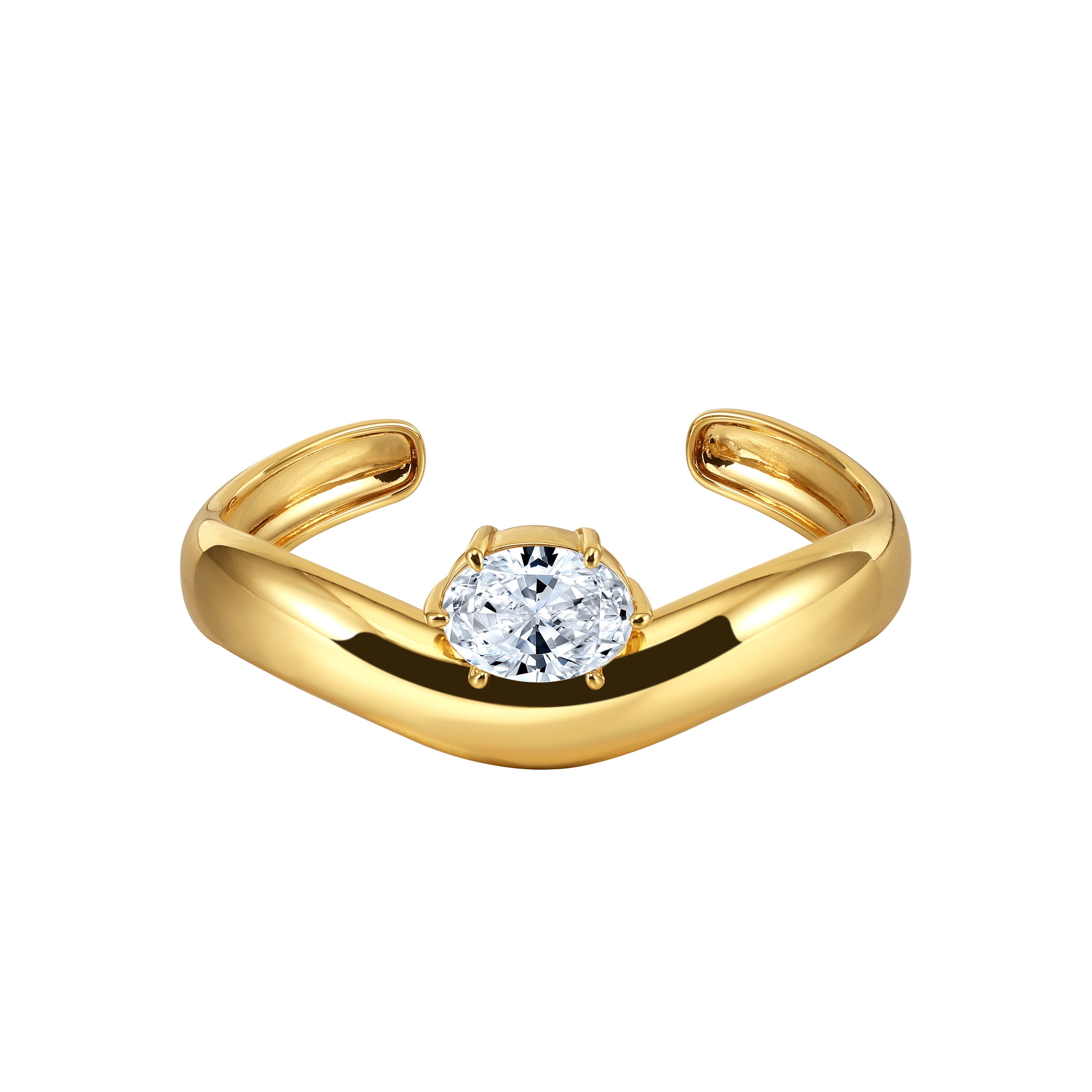 Zepplin The Label Women's Wave Cuff – Sculptural Gold Statement Bracelet In Gold