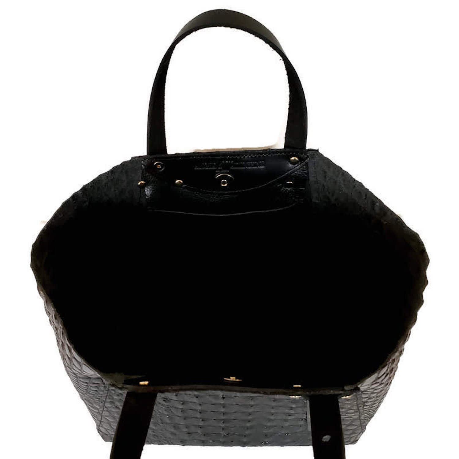 Speak Up Black Crocodile-Embossed Leather Tote Bag