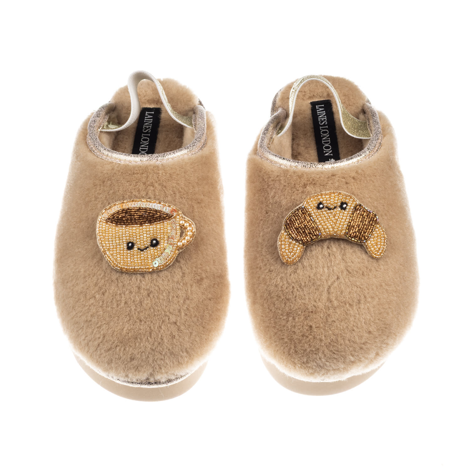 Laines London Women's Brown / Gold / Neutrals Flatform Cloud Closed Toe Slippers With Laines Lovables Coffee & Cro