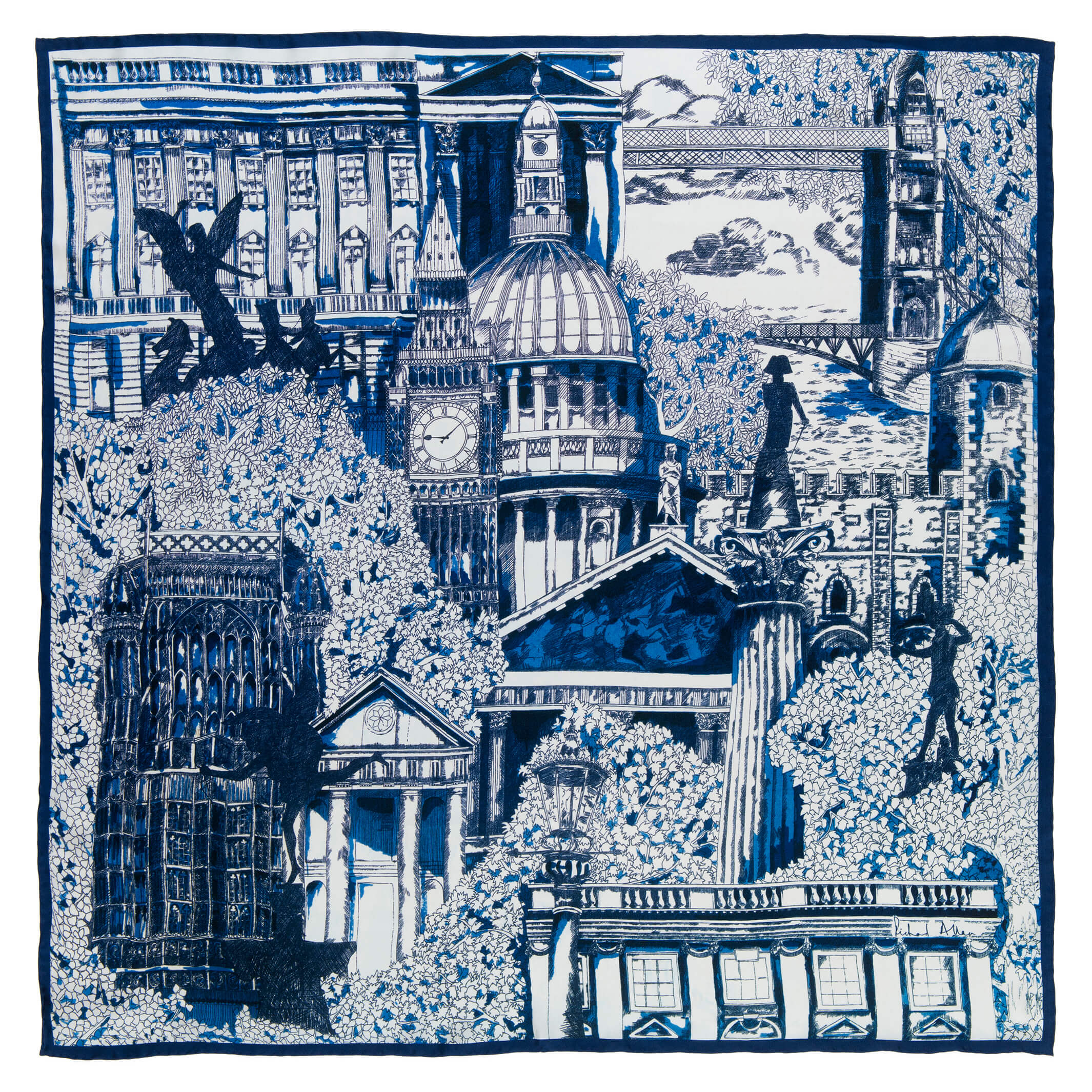 Richard Allan London Women's Blue / White Blue London Silk Scarf In Multi