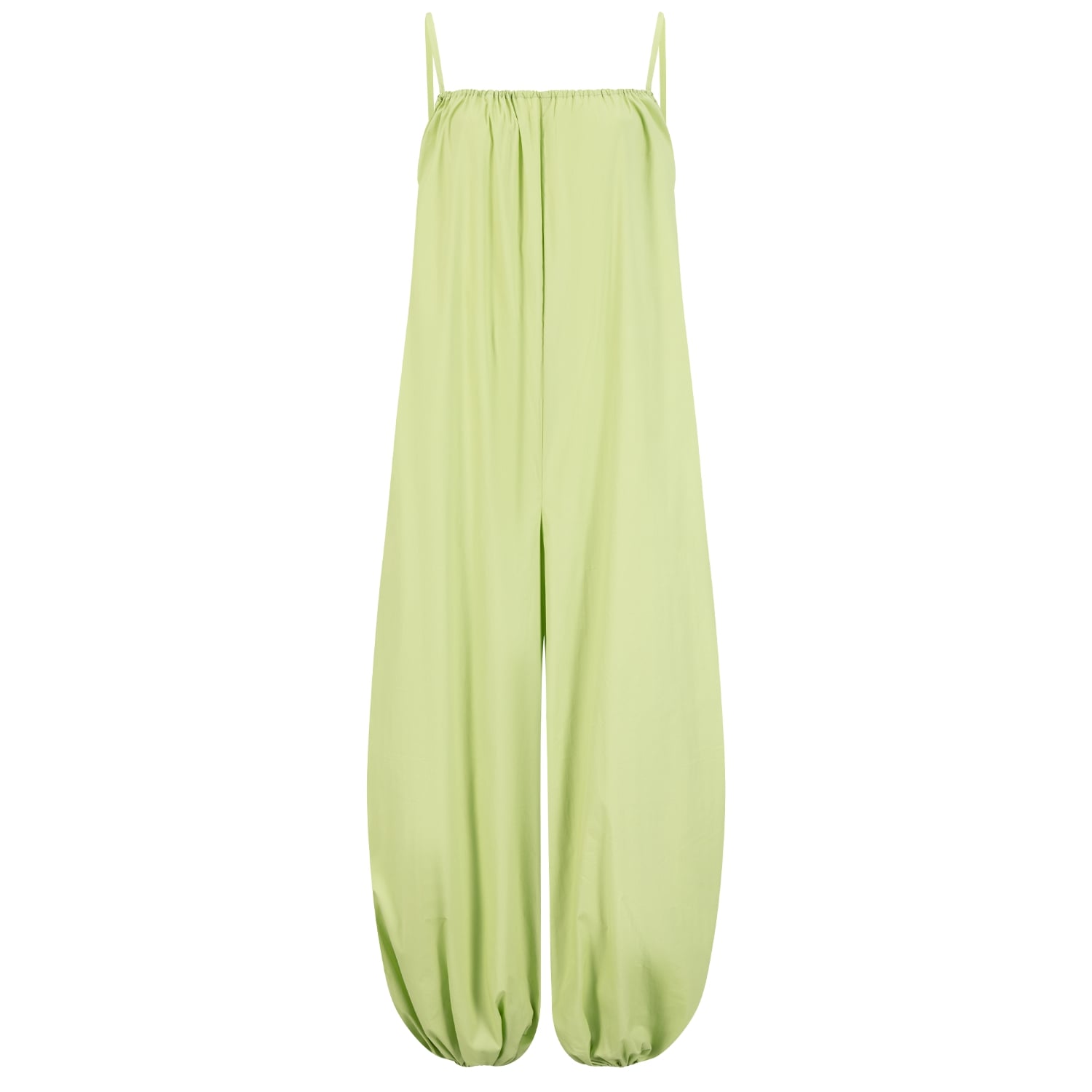 Azzalia Women's Quirky Jumpsuit With Puffed Hemline- Lettuce Green In Green