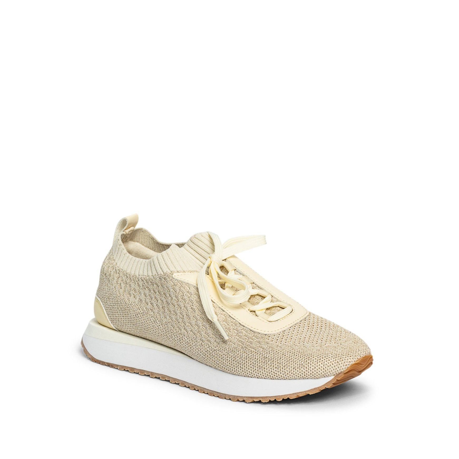 Allegra James Josie Knit Sneaker In Beige/black