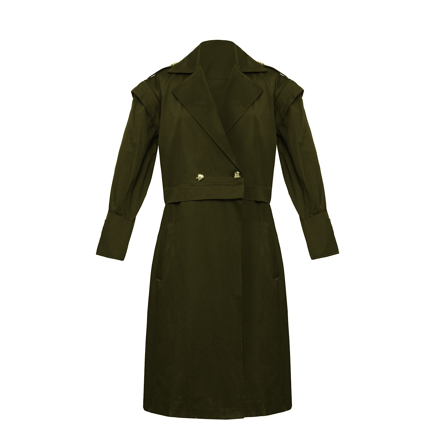 Zan Studio Women's Green Detachable Multi-usage Trench Coat In Green