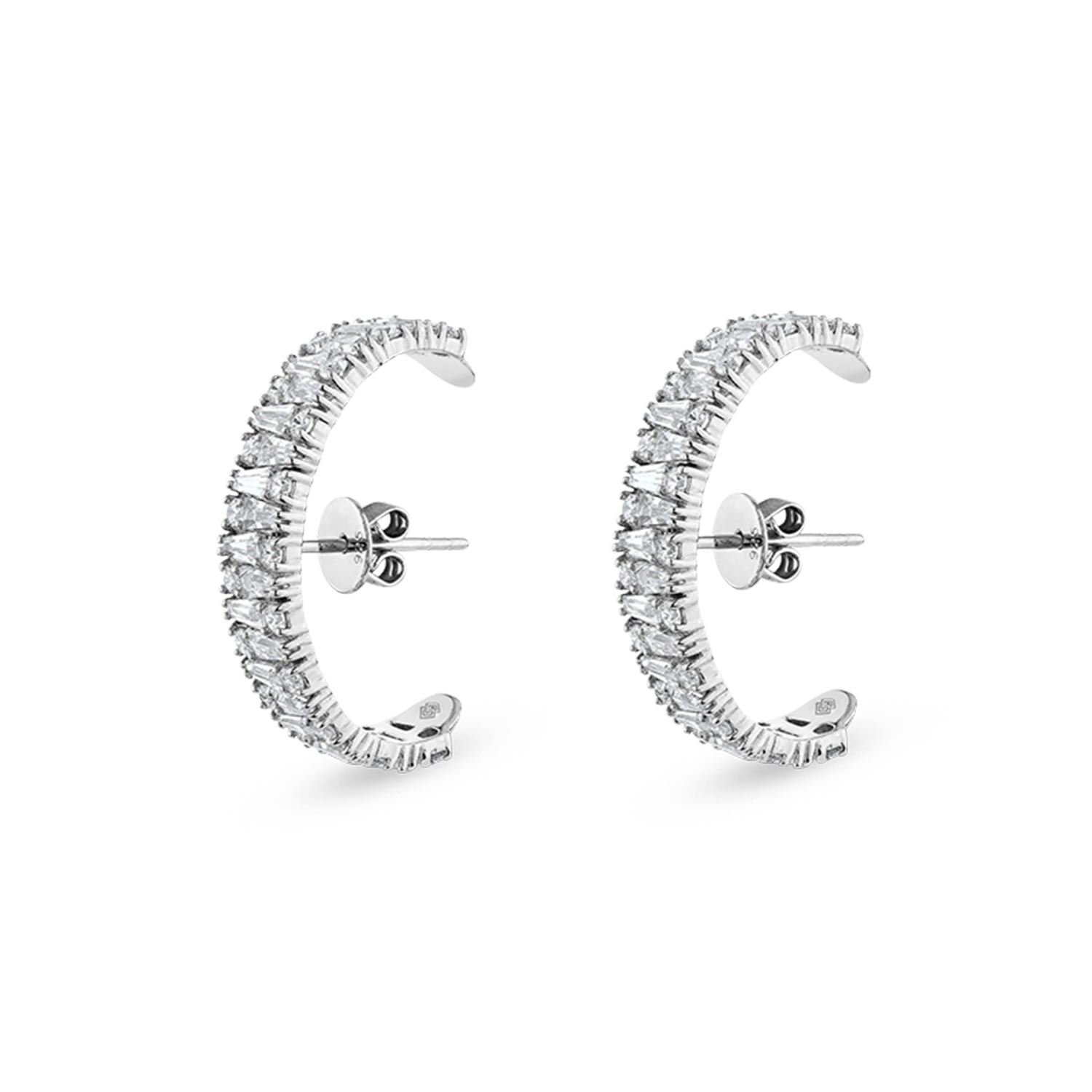 Women’s White / Silver Culture Earring With Man Made White Diamonds In Sterling Silver Sally Skoufis