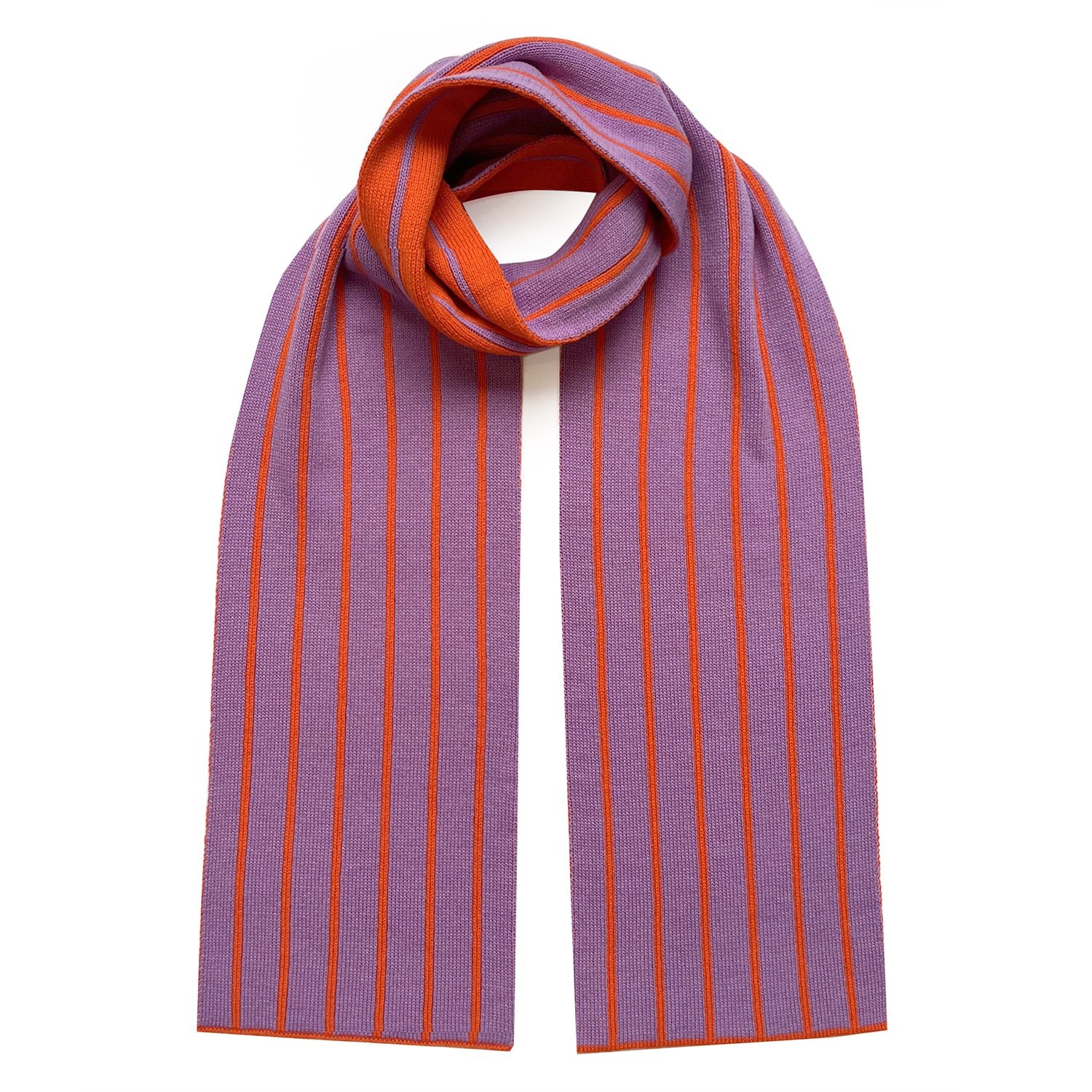 Ingmarson Men's Pink / Purple / Yellow Thin Stripe Wool & Cashmere Scarf Orange & Purple In Pink/purple/yellow