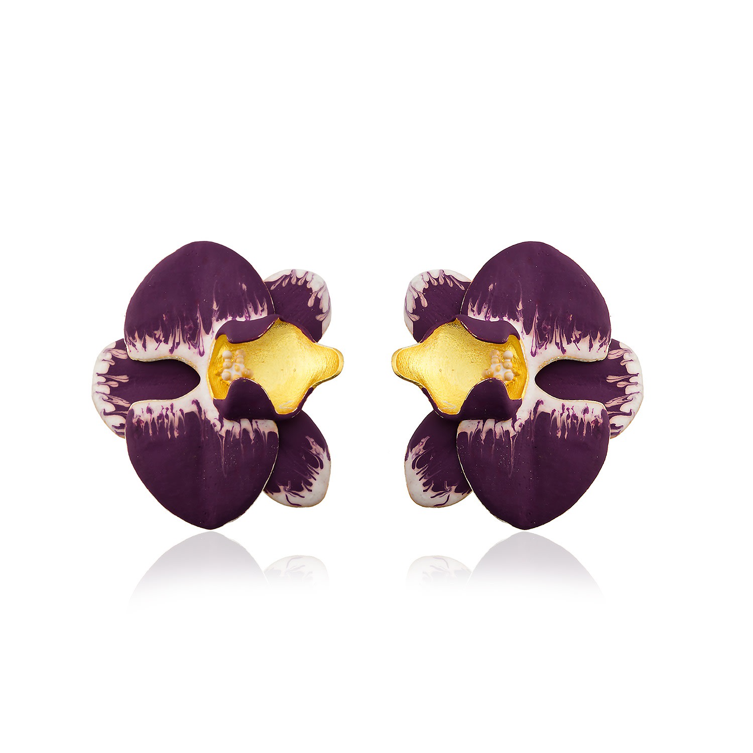 Women’s Pink / Purple Purple Orchid Flower Earrings Milou Jewelry