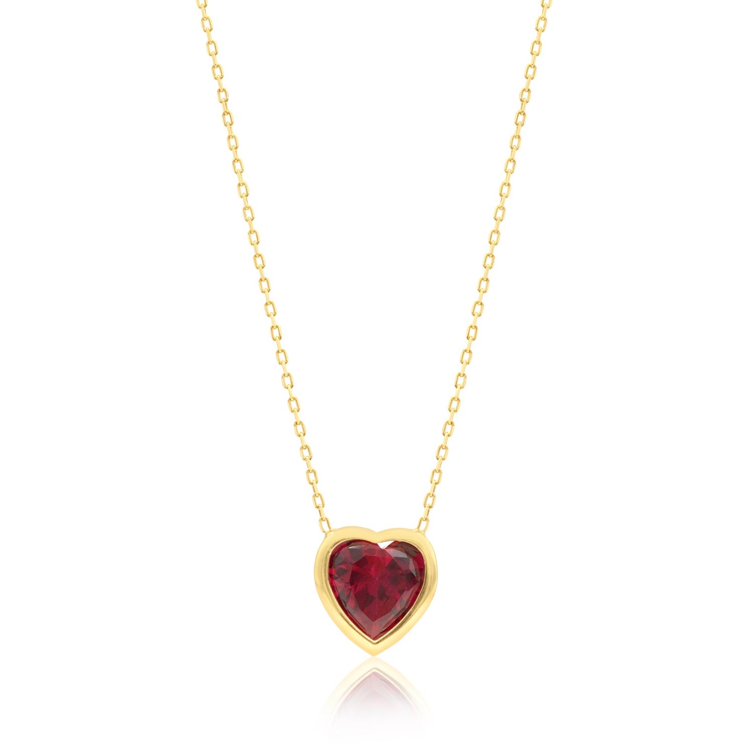 Shymi Women's Red / Gold Bezel-set Solitaire Necklace - Heart Gold & Red