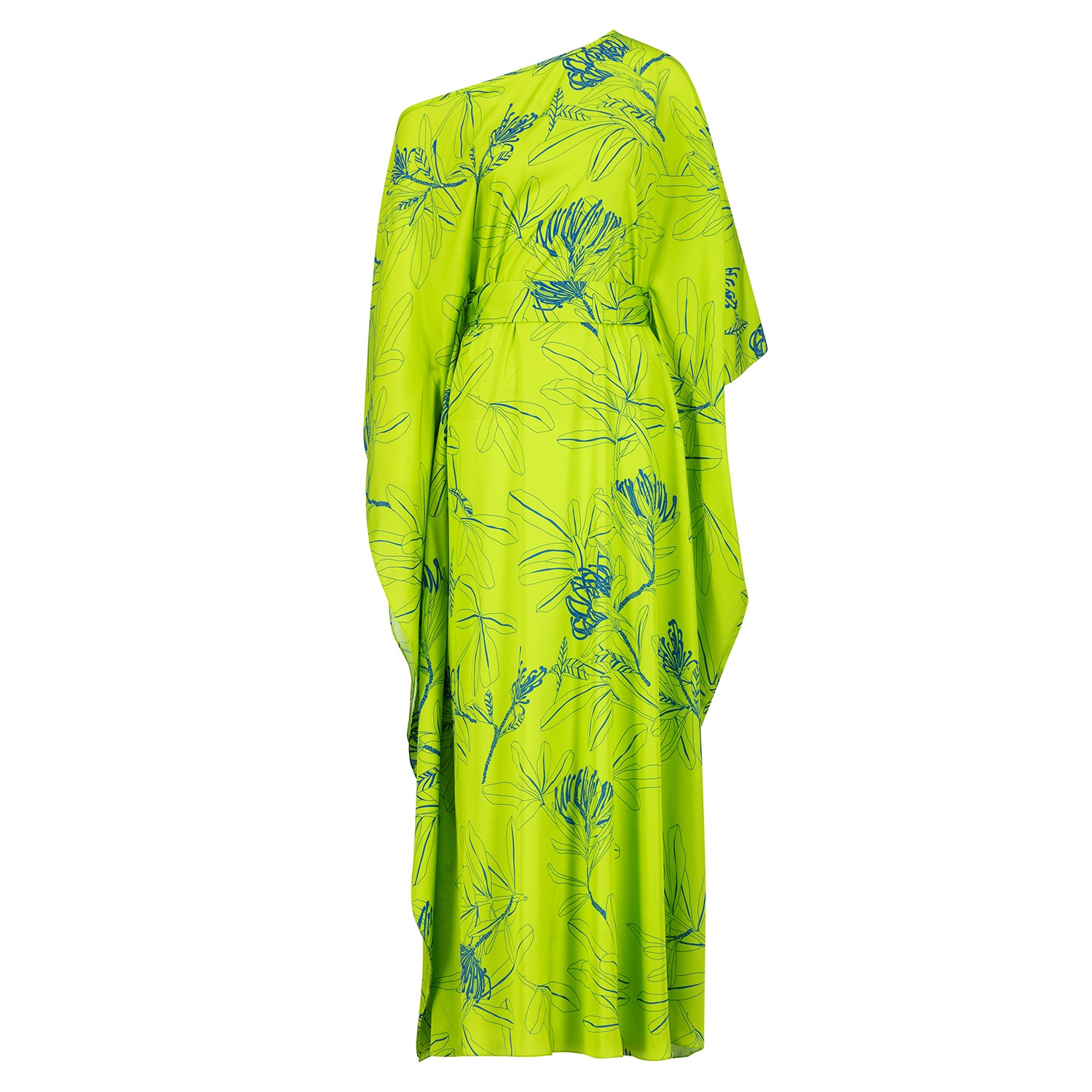 Pure Silk Off Shoulder Kaftan With Semi Concealed Belt In Pure Silk Off Shoulder Kaftan With Semi Concealed Belt In