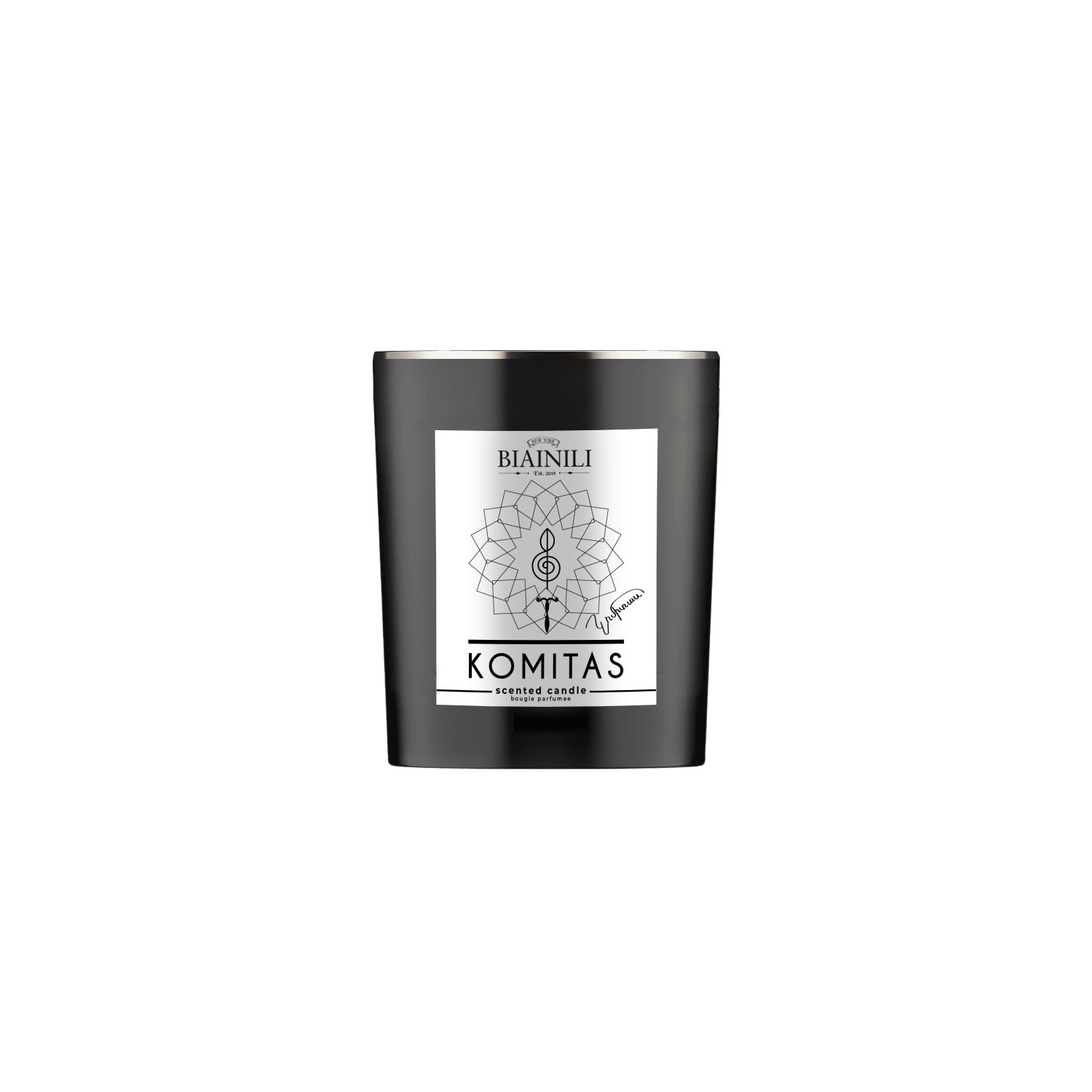 Biainili  Black / Grey Komitas Scented Candle In Black/grey