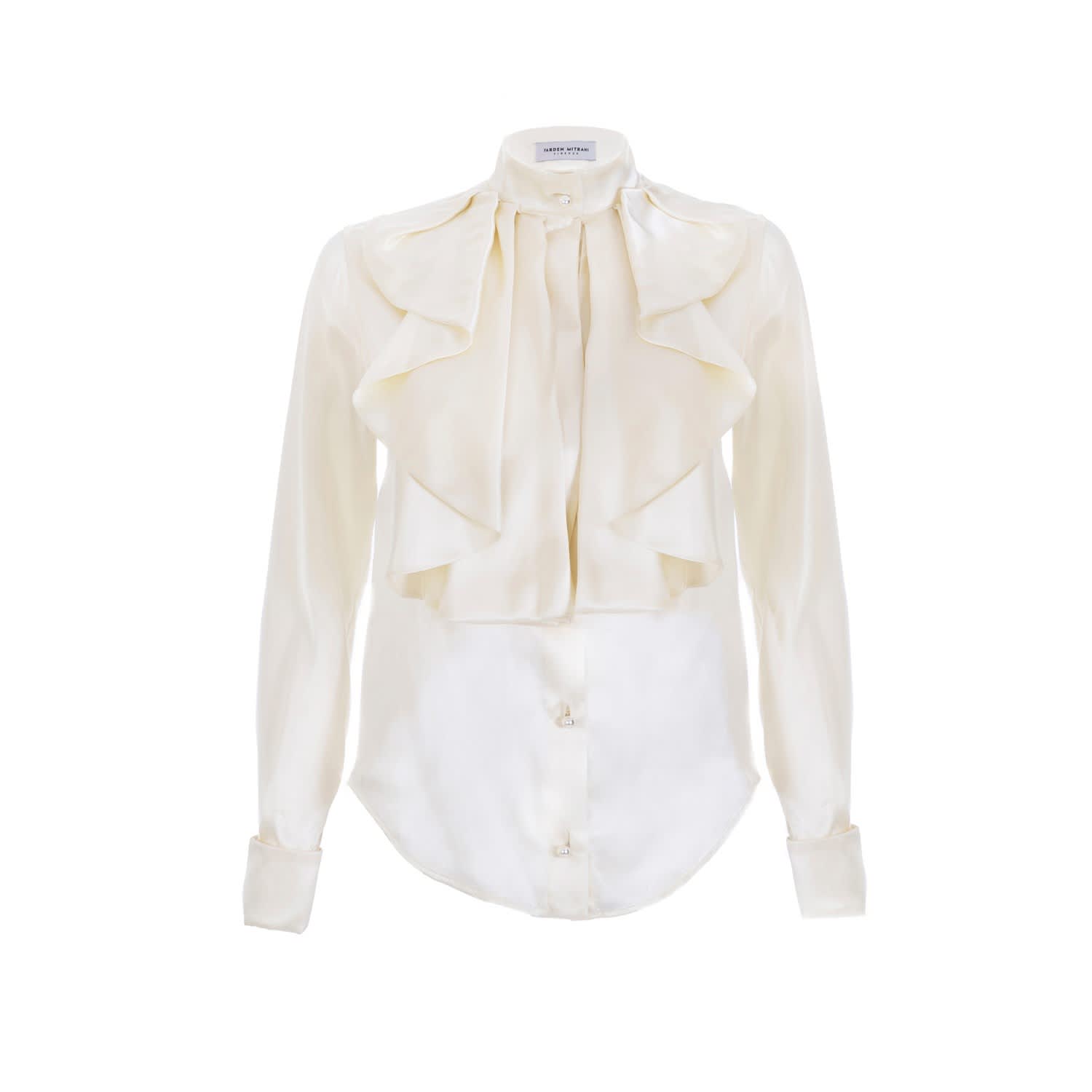 silk ruffle blouse ivory