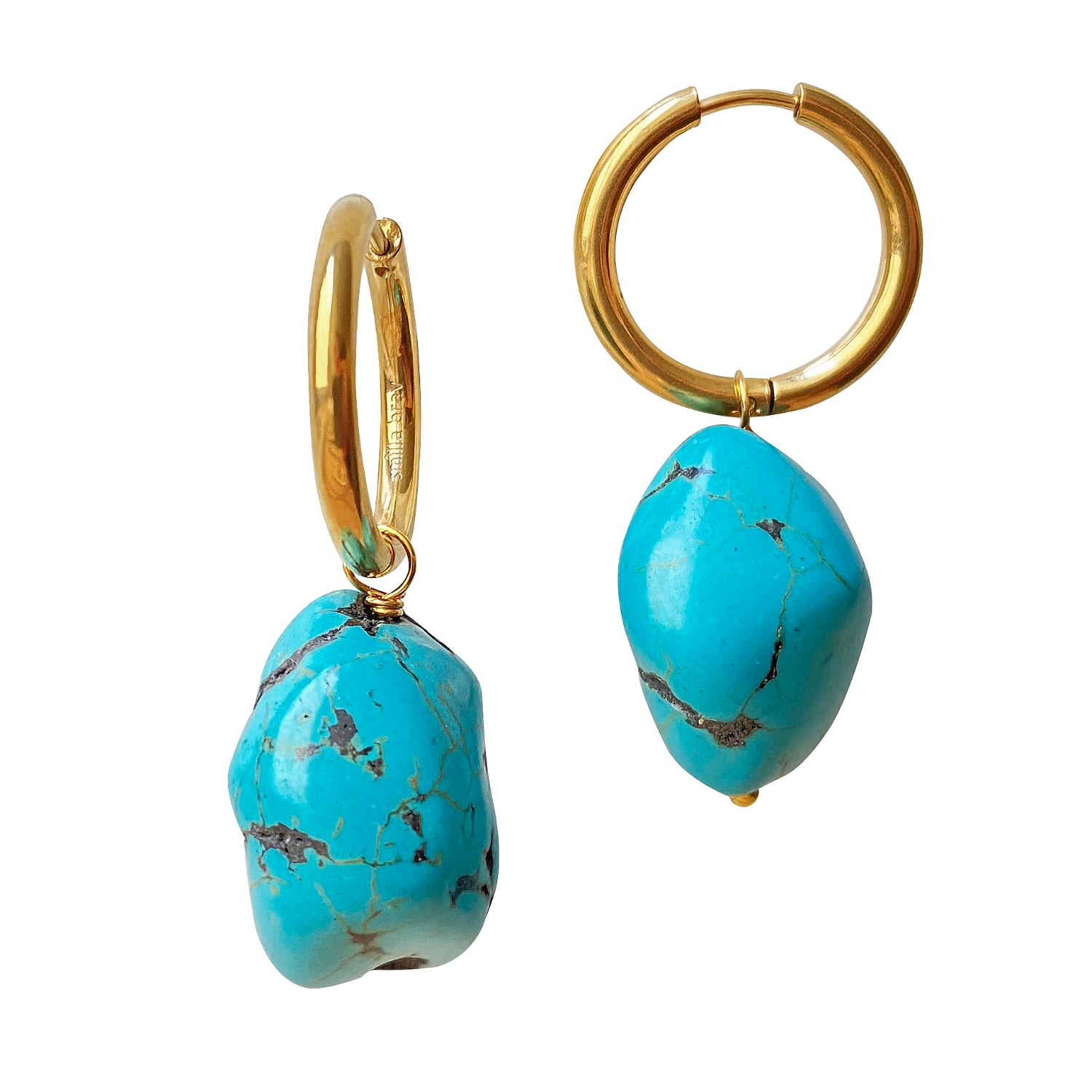 Smilla Brav Women's Gold / Blue / Green Turquoise Hoop Earrings Tabitha In Multi