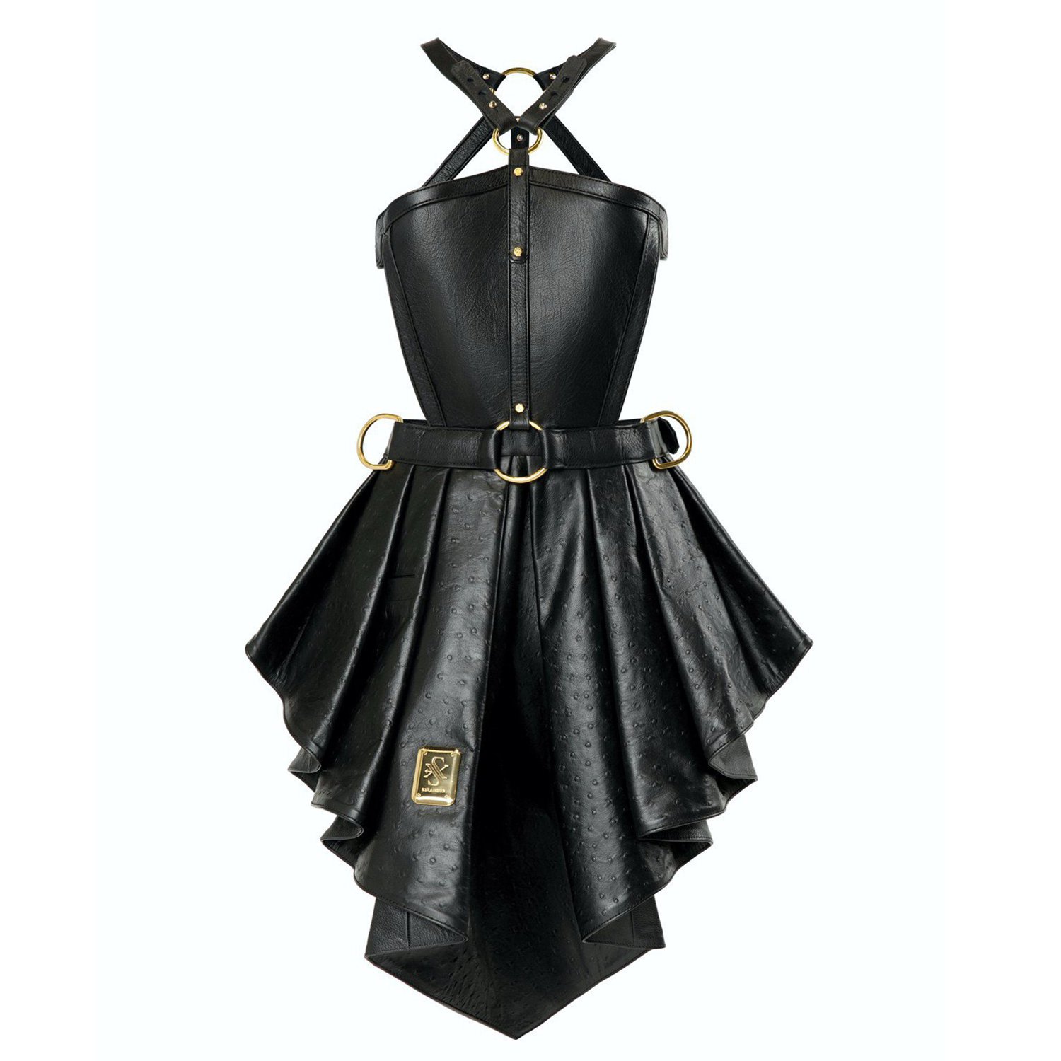 Eskandur Leather Designer Apron - Black One Size