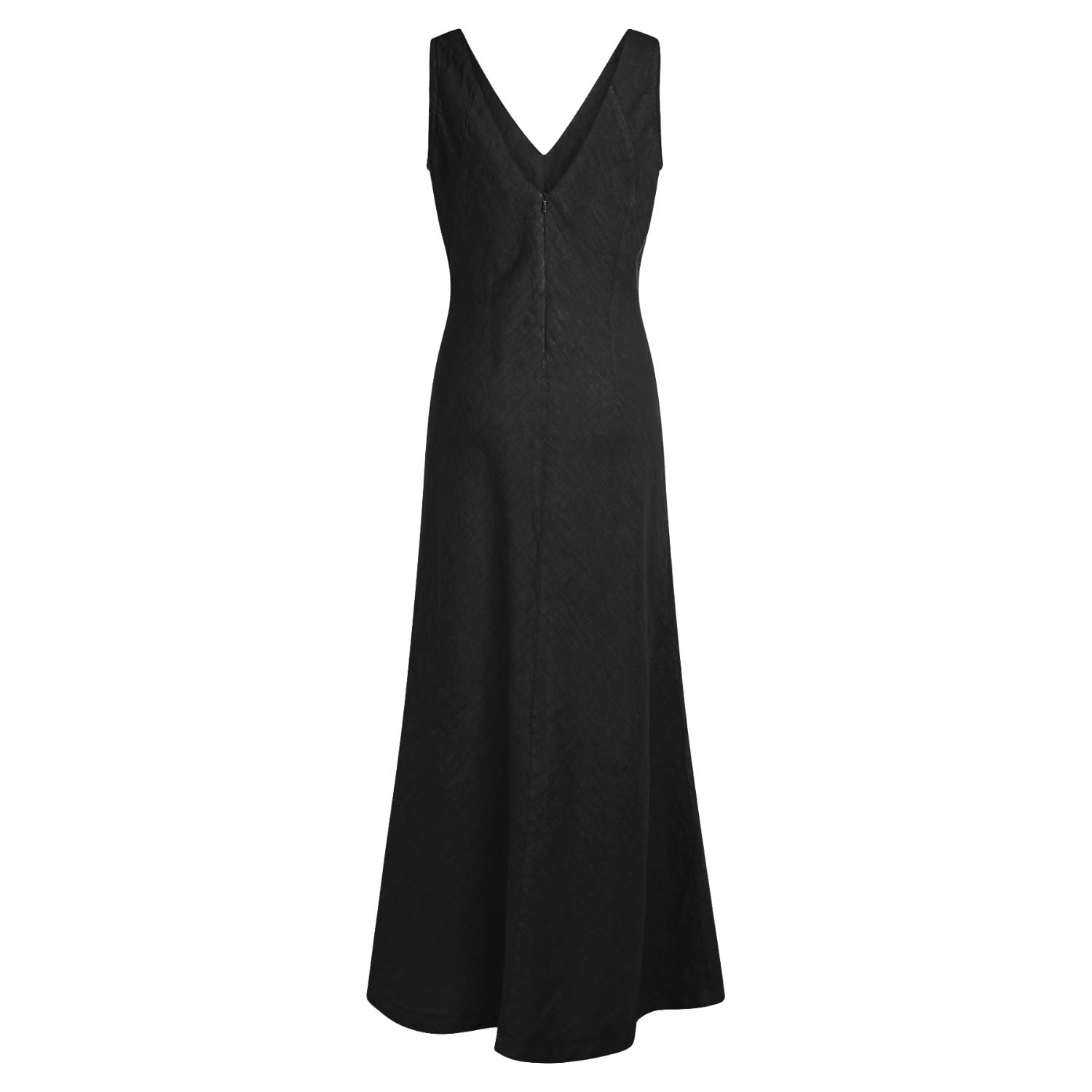 V” Neck Maxi Linen Dress - Black | Haris Cotton | Wolf & Badger