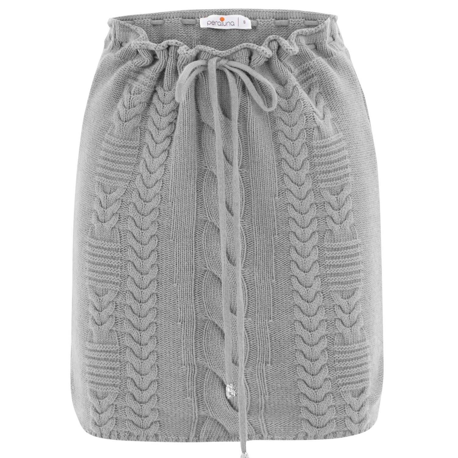 Women’s Cable Knit Cashmere Blend Knitwear Mini Skirt - Grey Melange S/M Peraluna