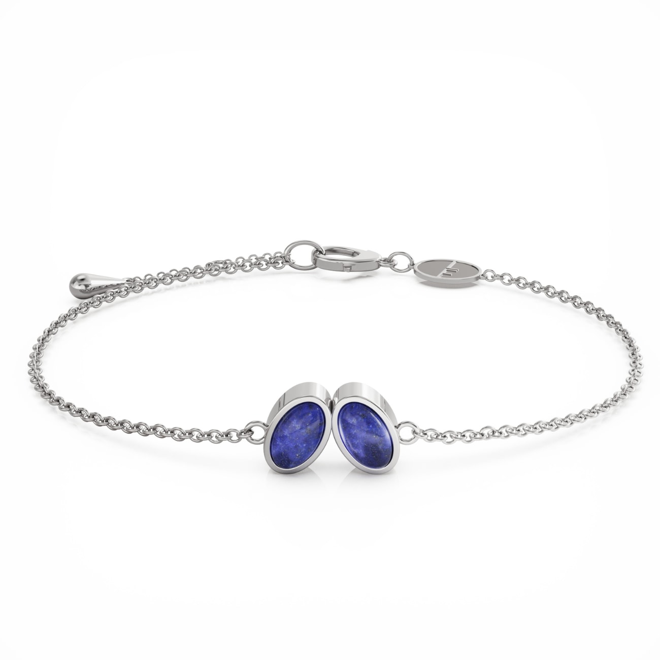 Linda Fiore Women's Blue / Silver You & Me Baby Sterling Silver Bracelet With Blue Lapis Lazuli Stones