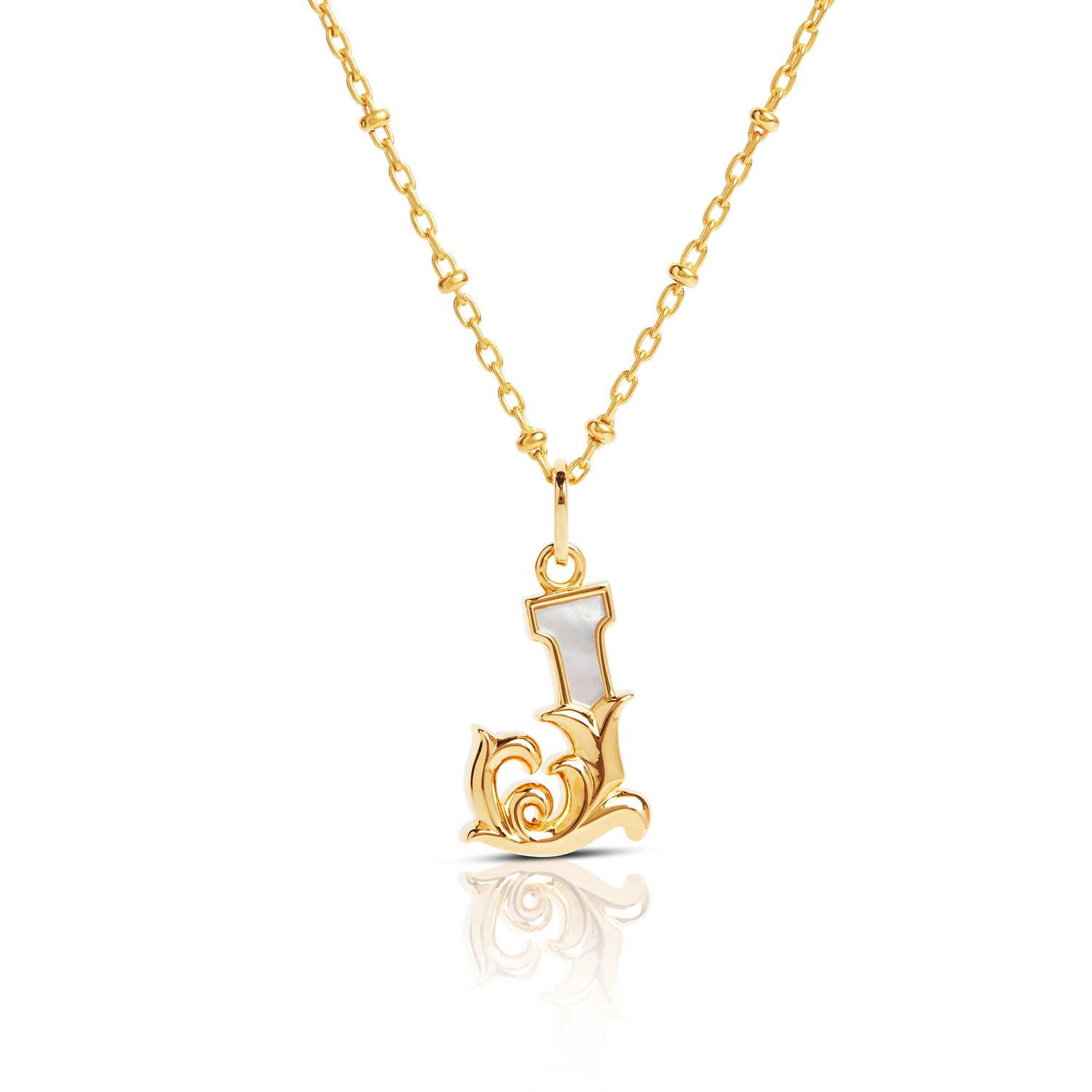 Kasun Women's Gold Plated J Initial Necklace With Mother Of Pearl In Gold