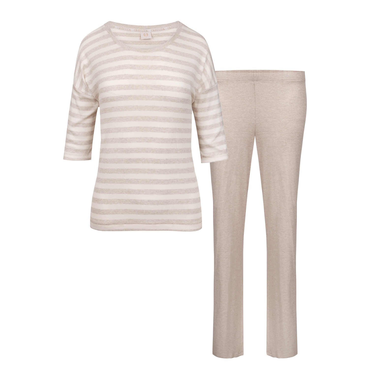 Oh!zuza Night&day Women's Neutrals / White Homewear Pajama Set - Beige Melange In White