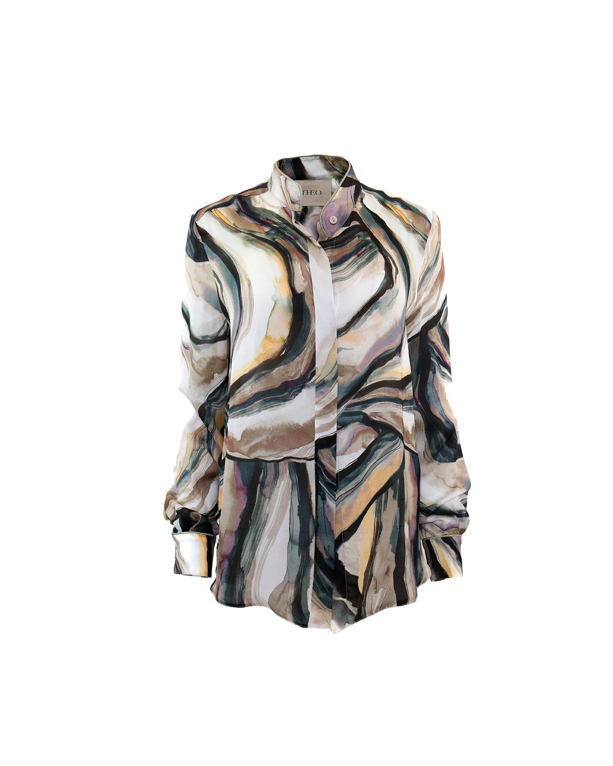 Theo The Label Women's Neutrals Urania Geo Print Blouse